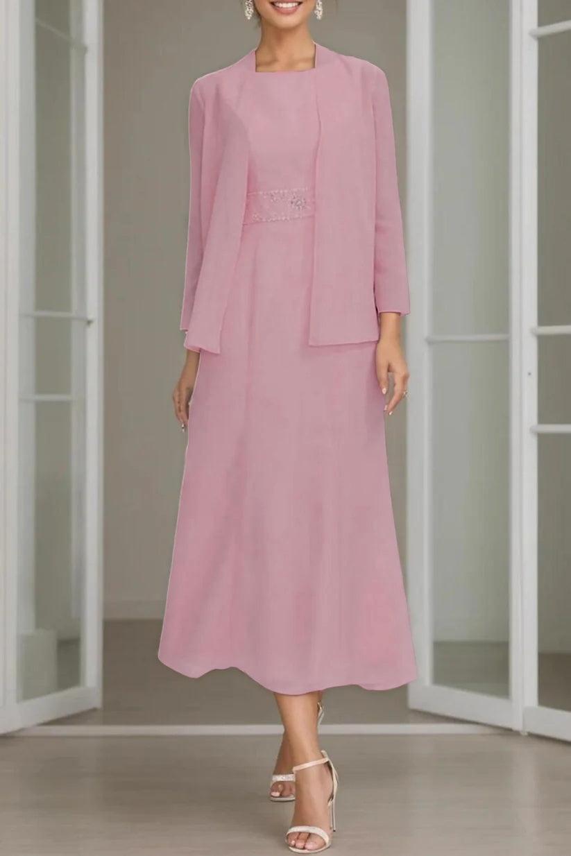 A-Line Tea Length Chiffon Mother of the Bride Dress CM0433