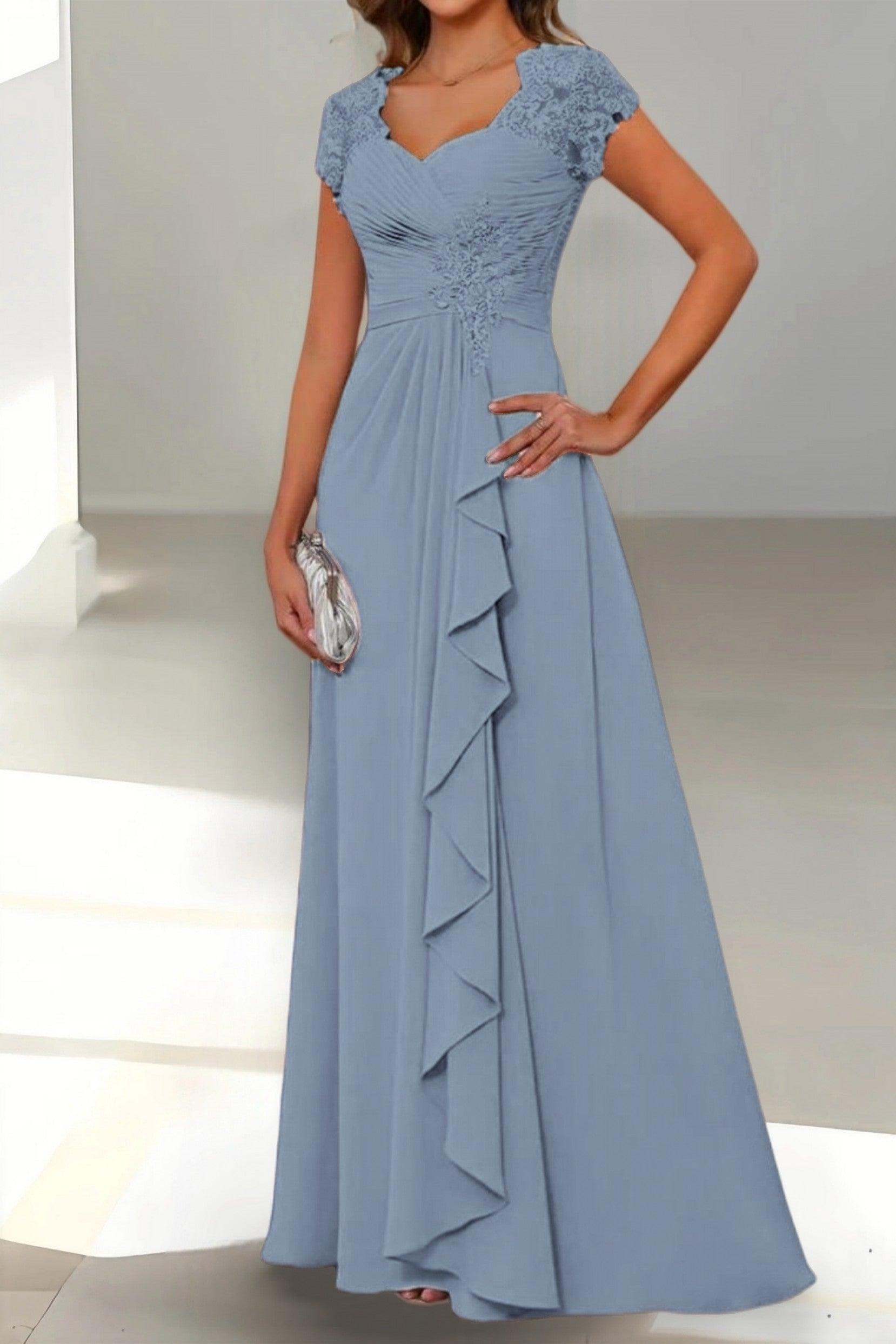 A-Line Floor Length Chiffon Mother of the Bride Dress CM0434