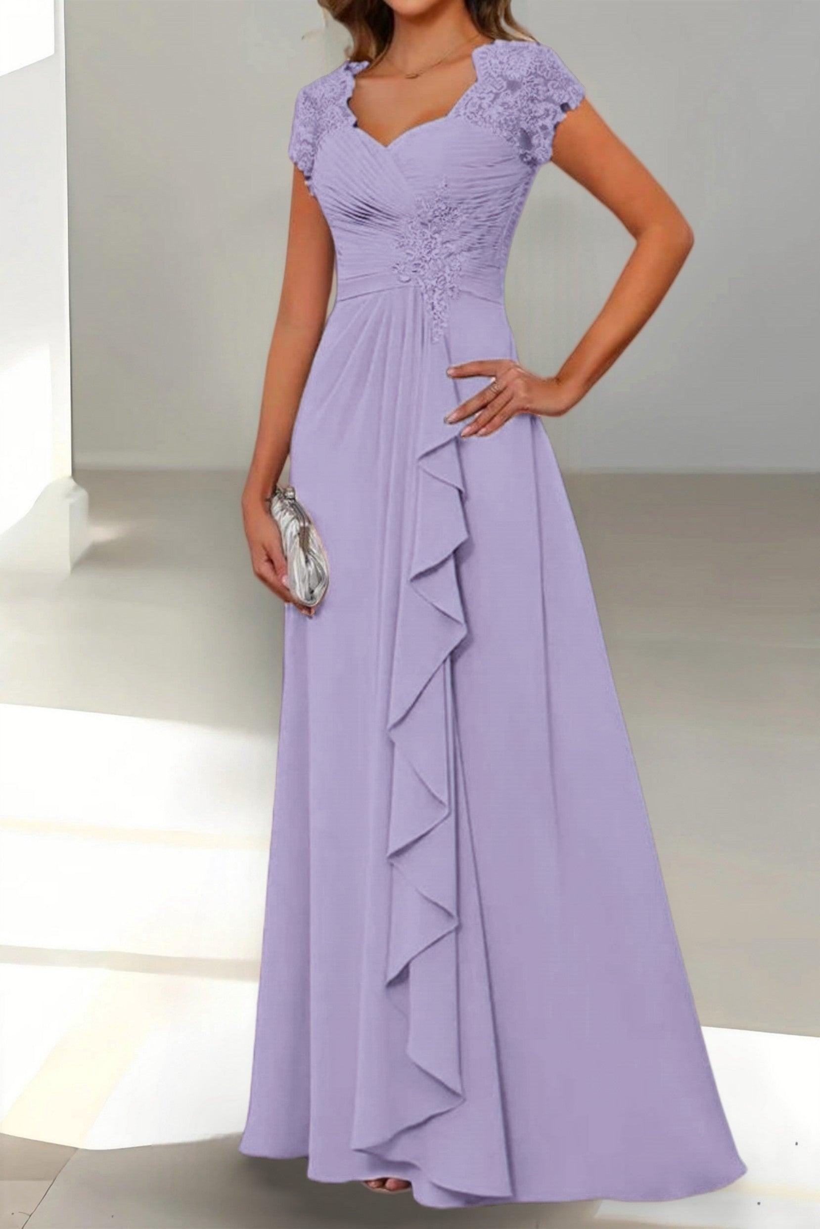A-Line Floor Length Chiffon Mother of the Bride Dress CM0434