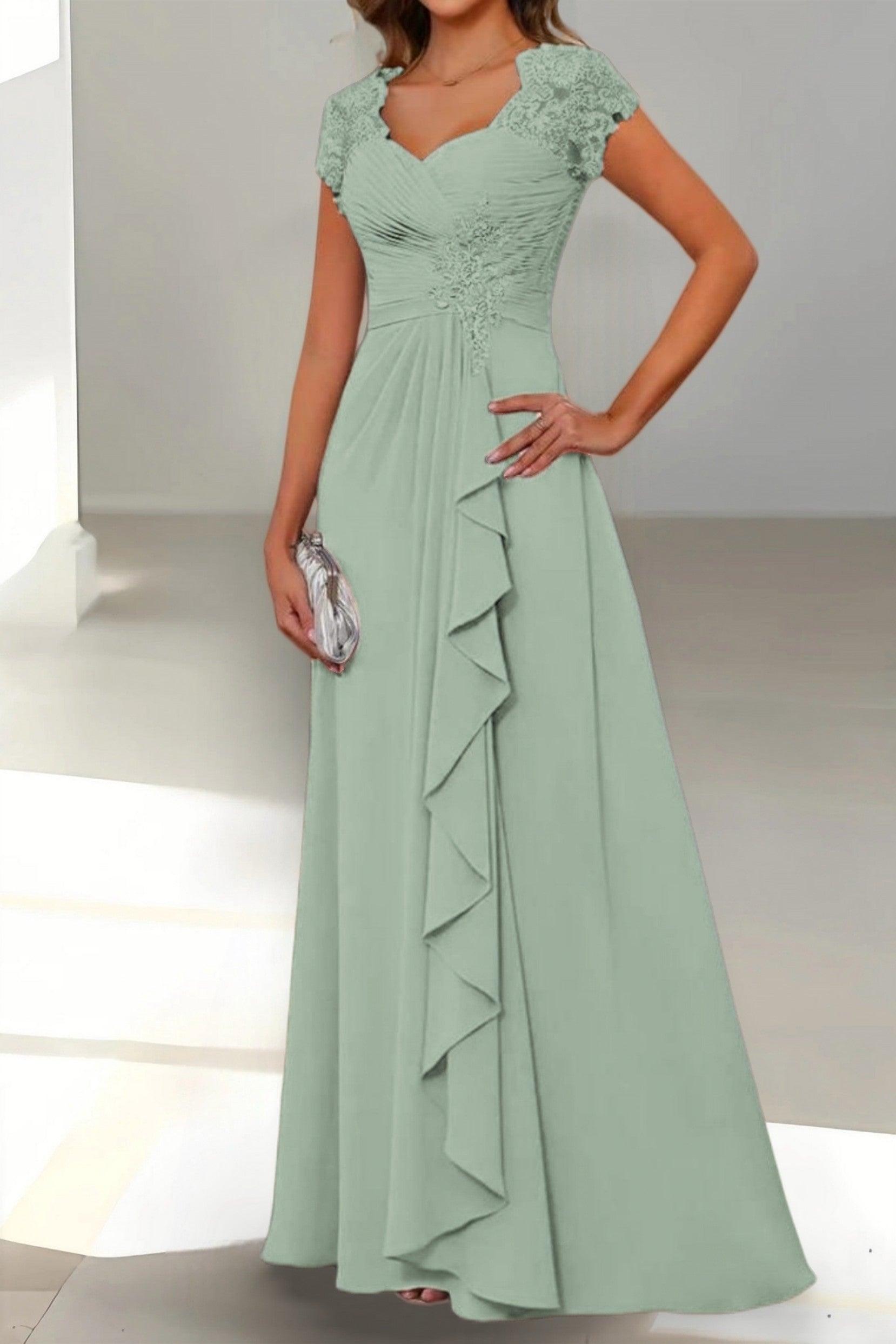 A-Line Floor Length Chiffon Mother of the Bride Dress CM0434