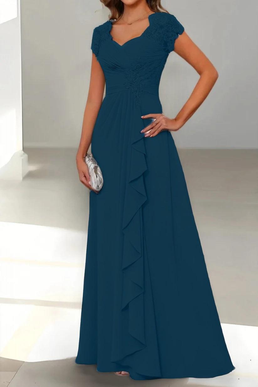 A-Line Floor Length Chiffon Mother of the Bride Dress CM0434