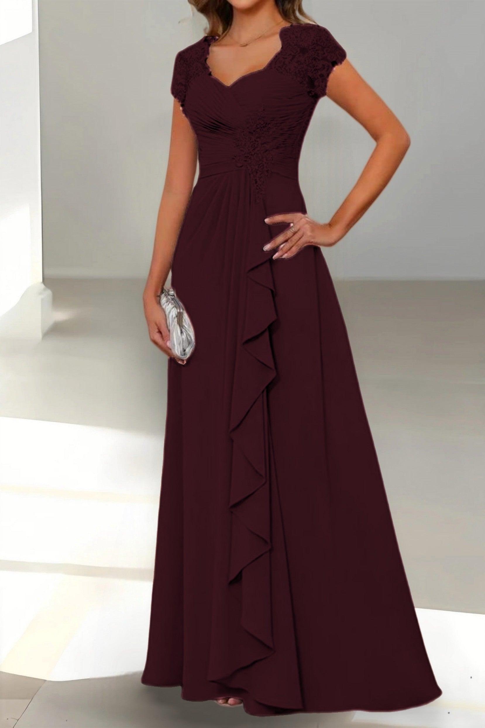 A-Line Floor Length Chiffon Mother of the Bride Dress CM0434