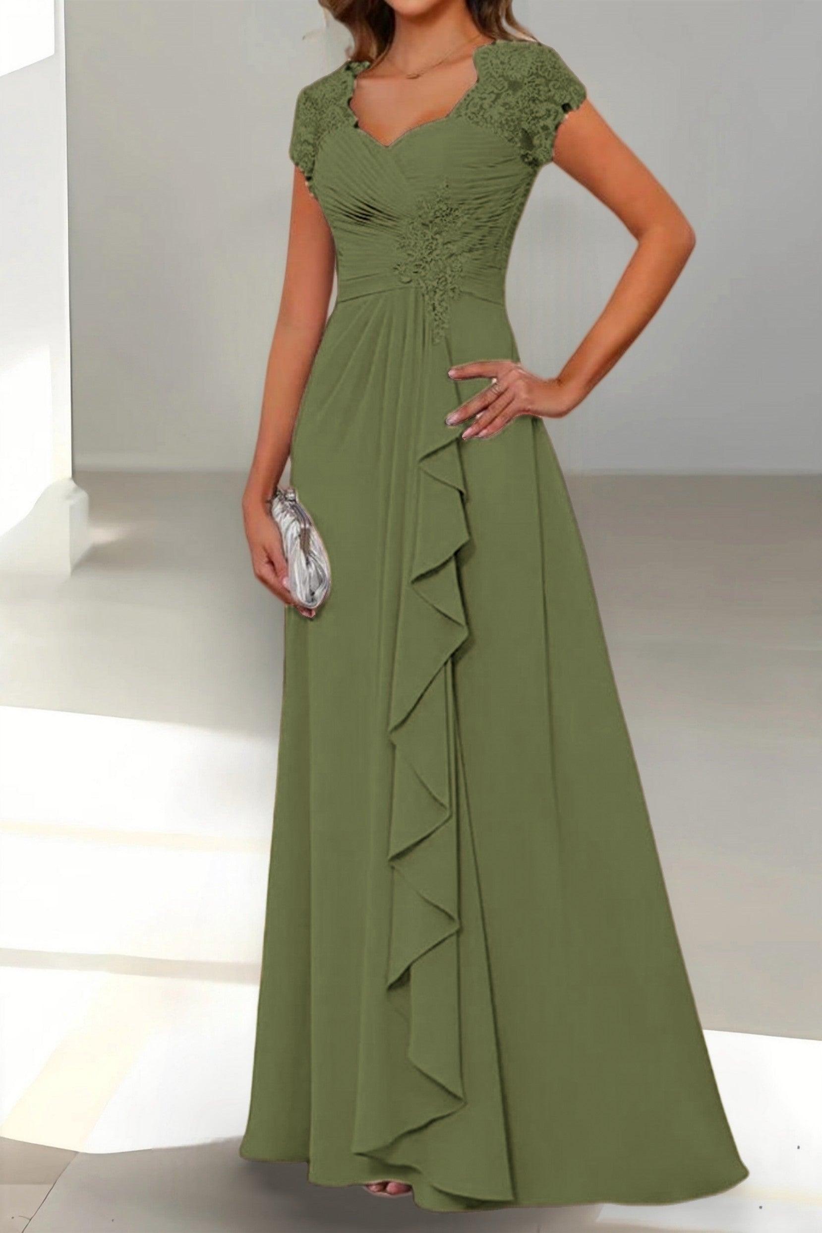A-Line Floor Length Chiffon Mother of the Bride Dress CM0434