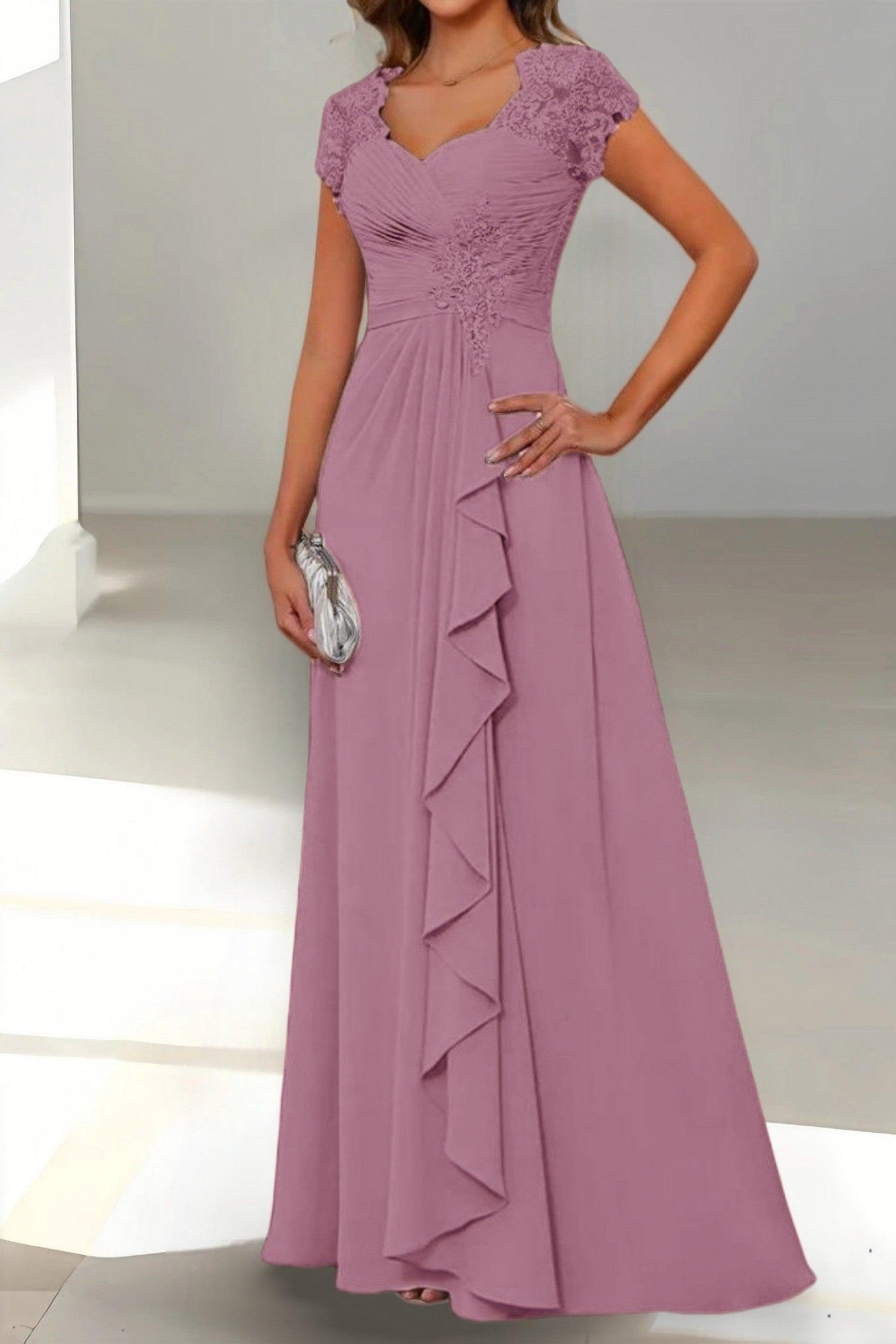 A-Line Floor Length Chiffon Mother of the Bride Dress CM0434
