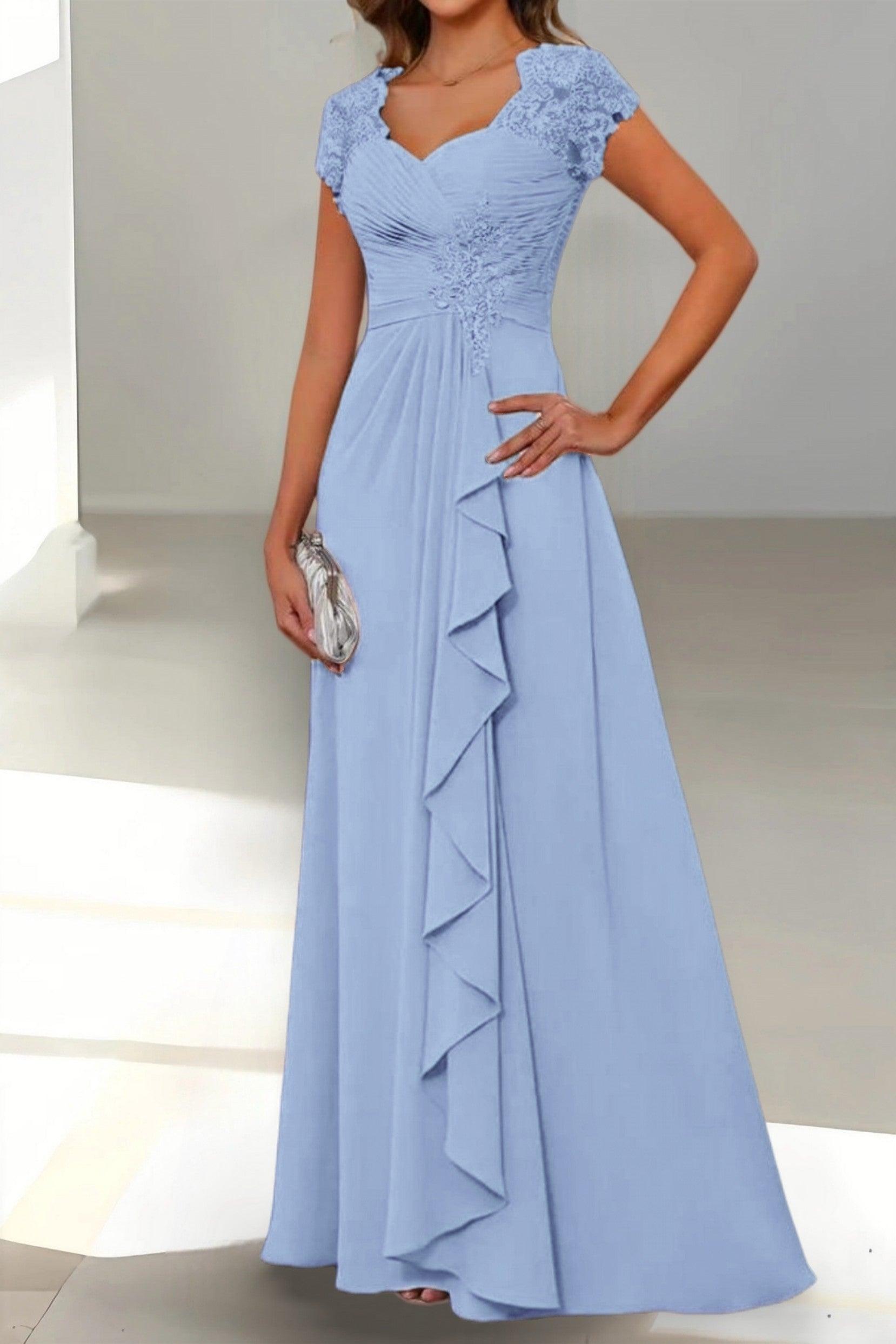A-Line Floor Length Chiffon Mother of the Bride Dress CM0434
