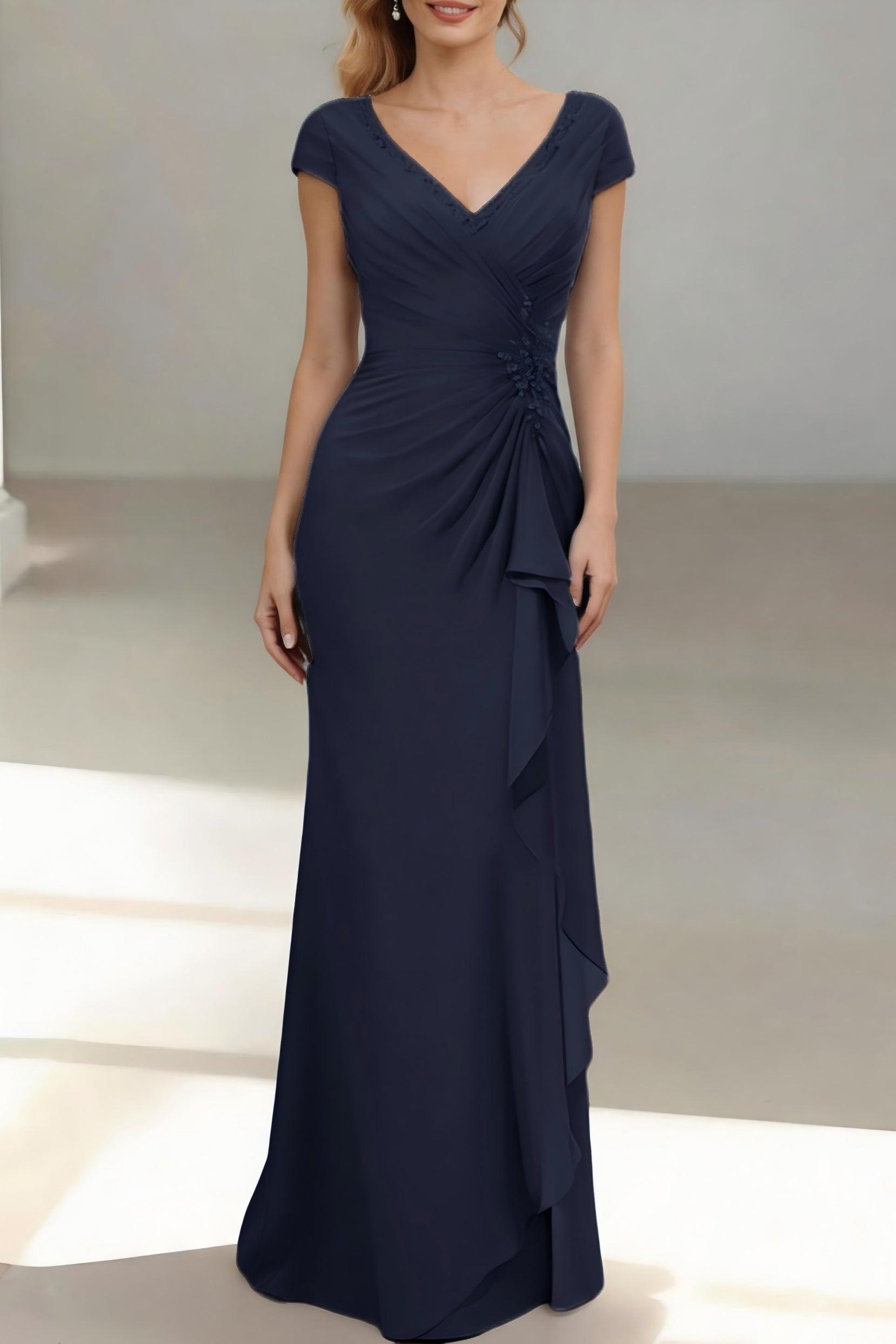 Sheath-Column Floor Length Chiffon Mother of the Bride Dress CM0436