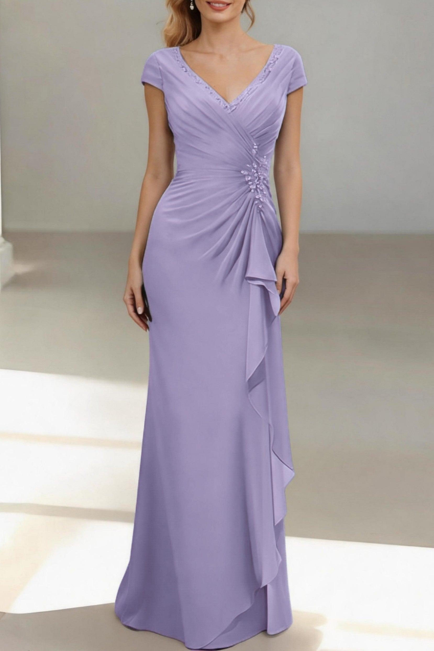 Sheath-Column Floor Length Chiffon Mother of the Bride Dress CM0436