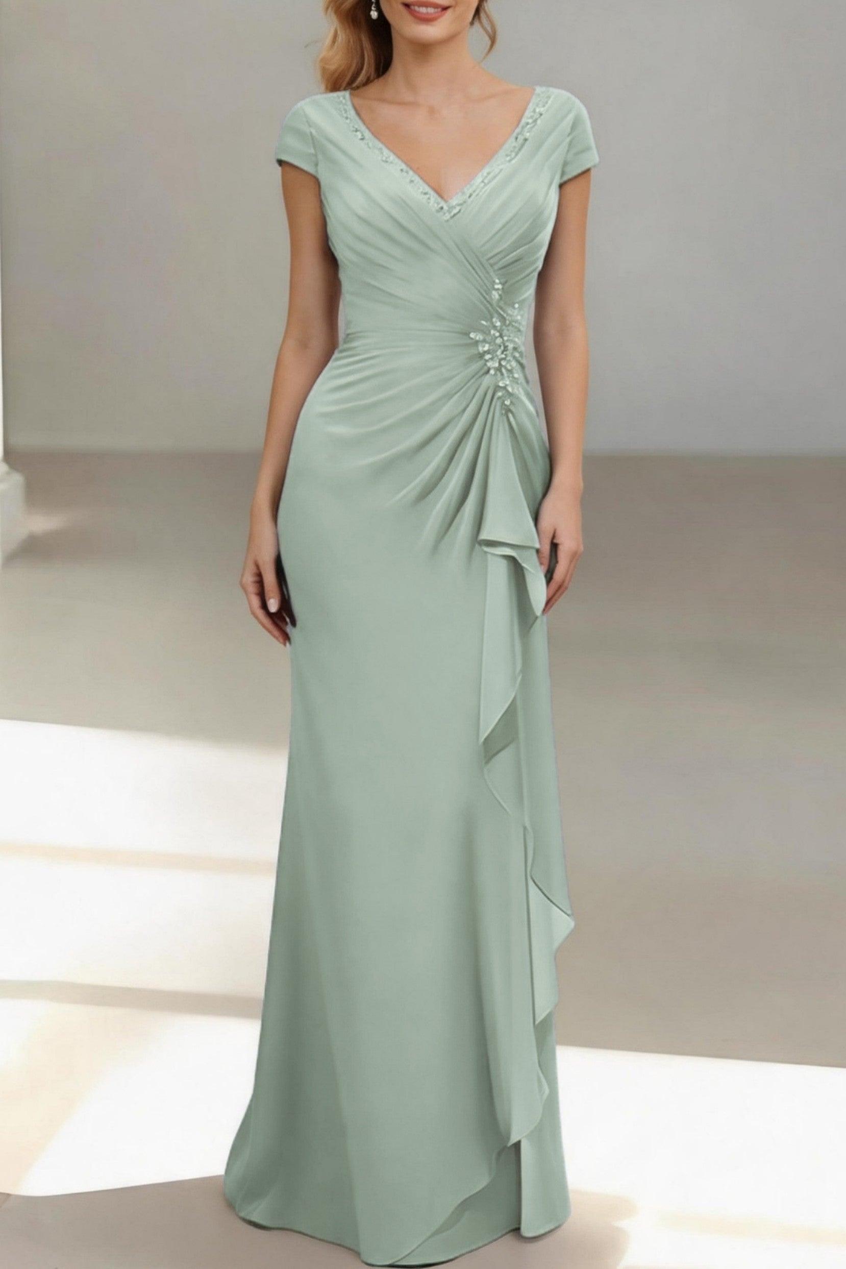 Sheath-Column Floor Length Chiffon Mother of the Bride Dress CM0436