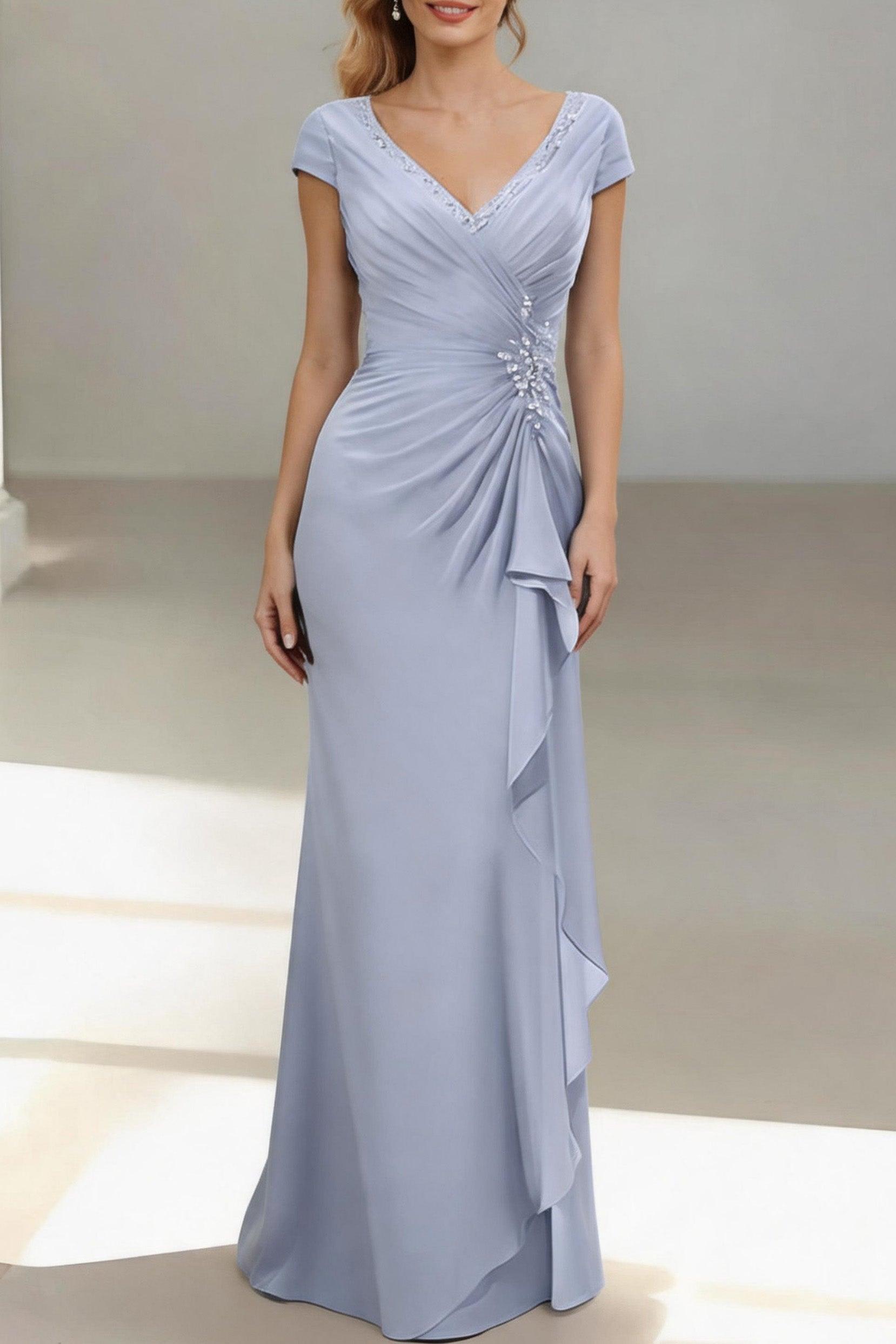 Sheath-Column Floor Length Chiffon Mother of the Bride Dress CM0436