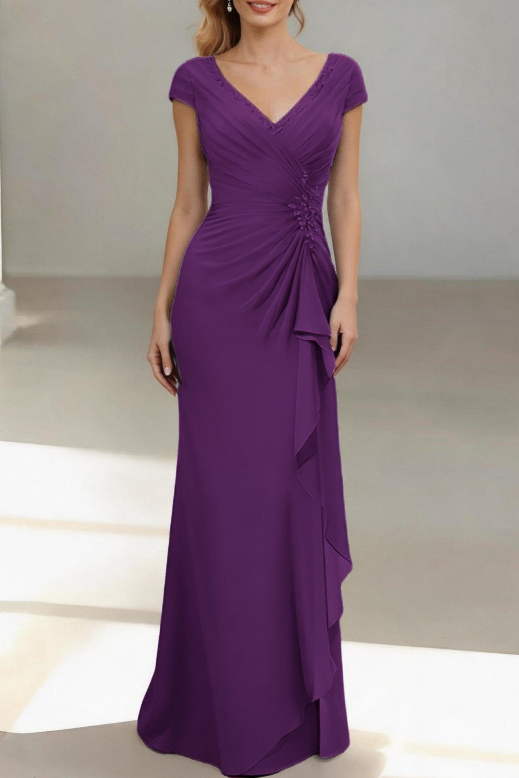 Sheath-Column Floor Length Chiffon Mother of the Bride Dress CM0436