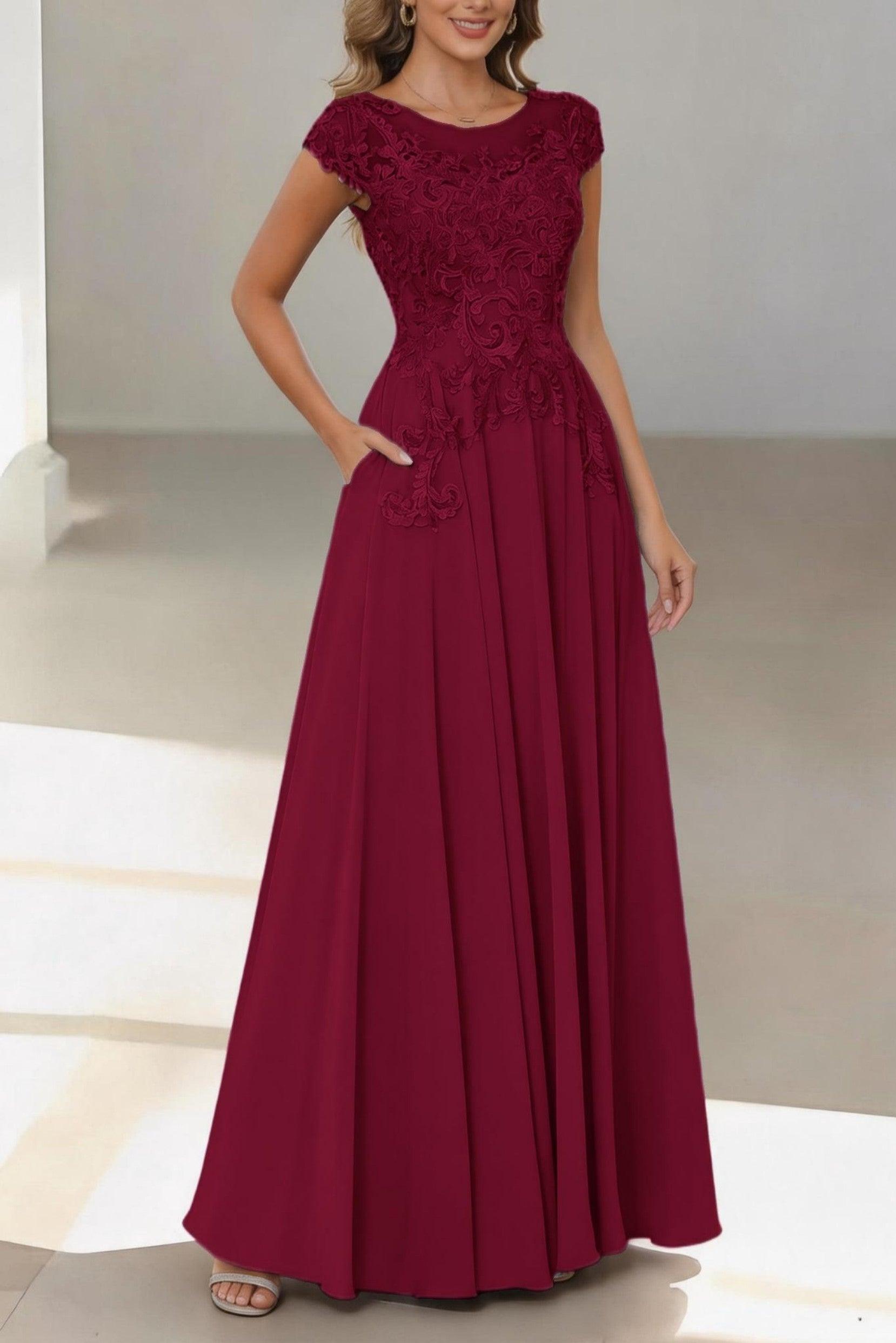 A-Line Floor Length Chiffon Mother of the Bride Dress CM0437