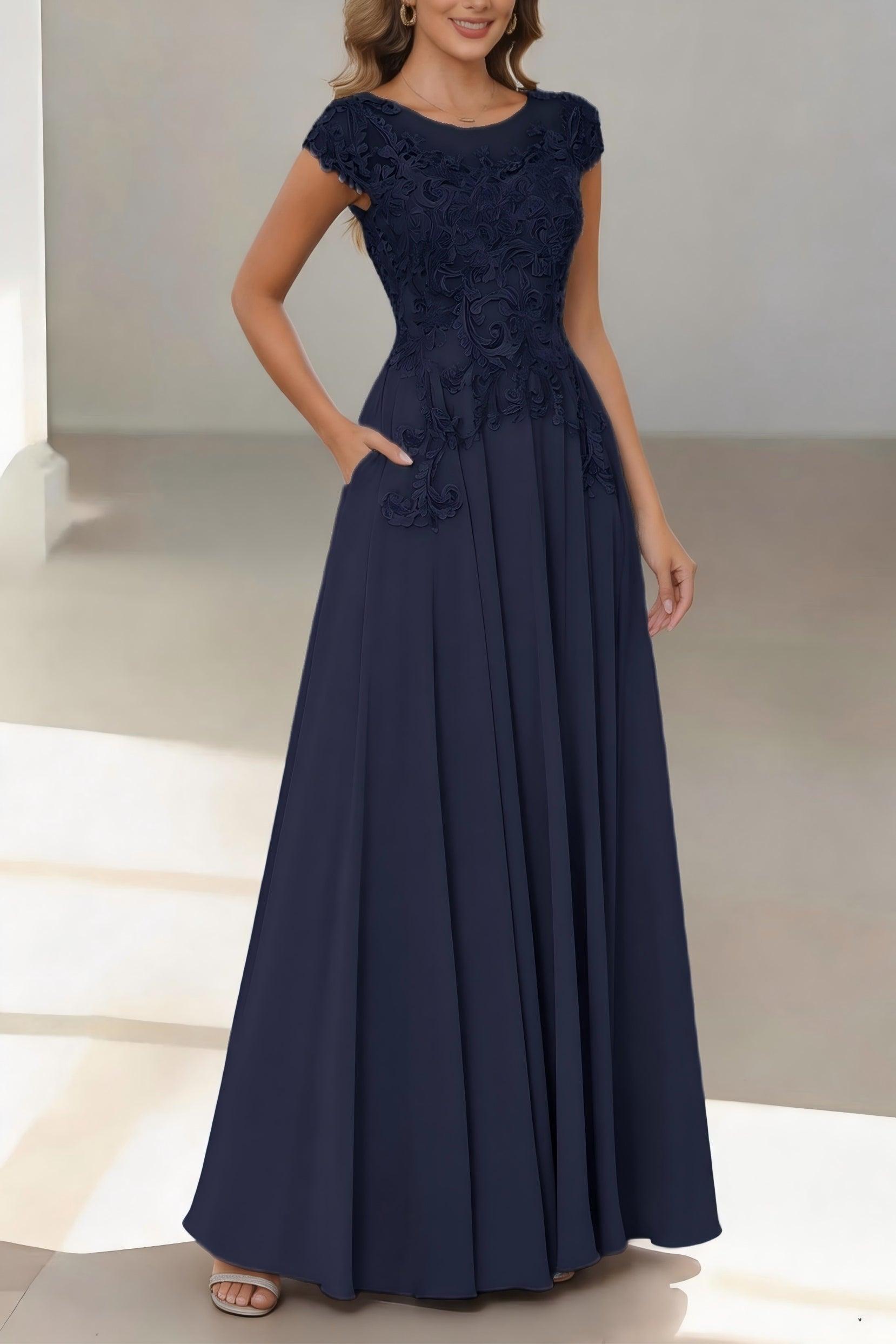 A-Line Floor Length Chiffon Mother of the Bride Dress CM0437