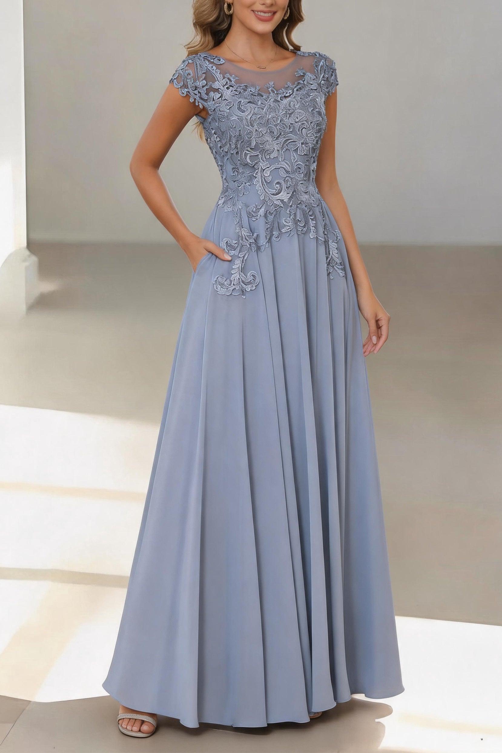 A-Line Floor Length Chiffon Mother of the Bride Dress CM0437