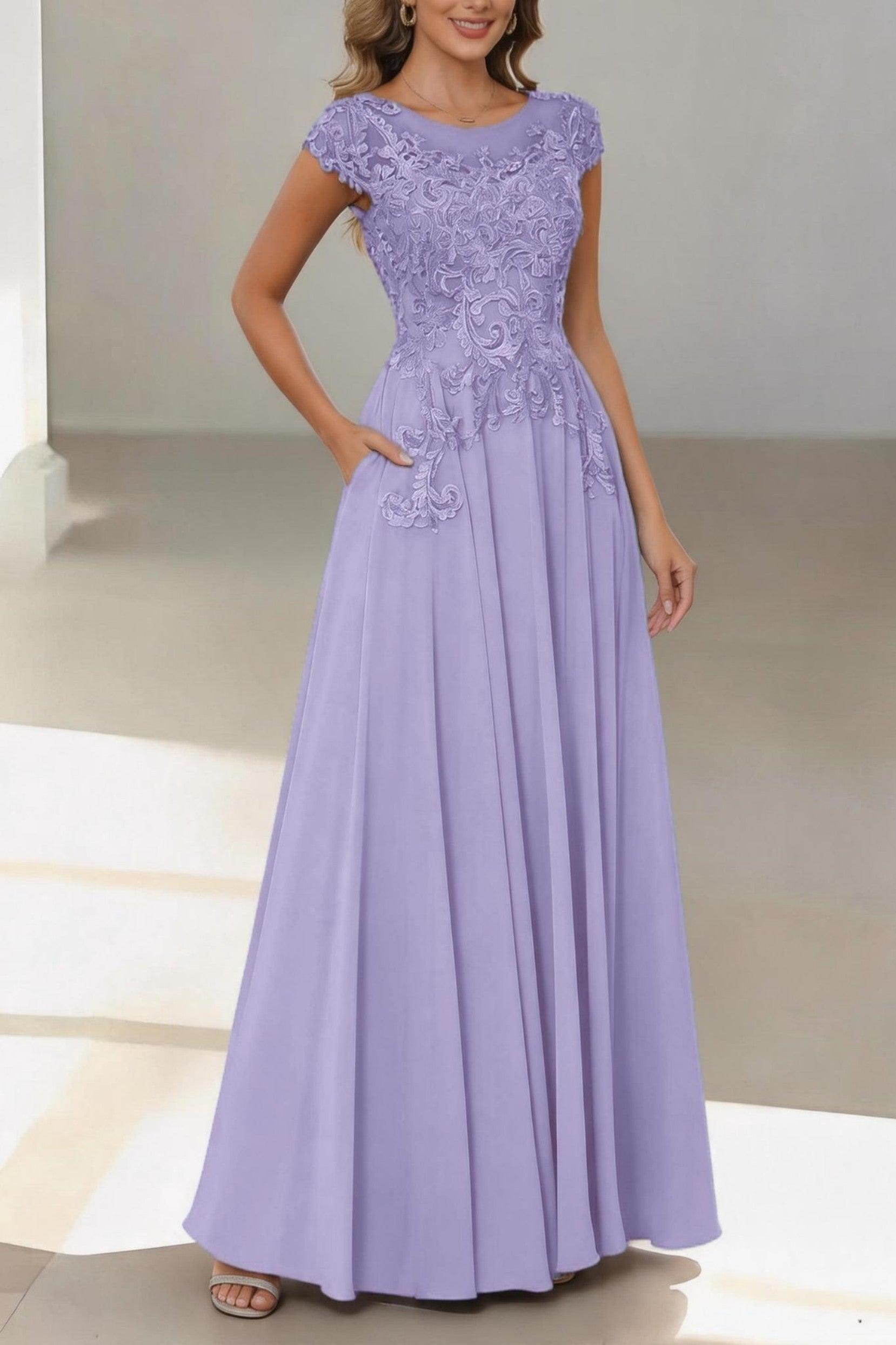 A-Line Floor Length Chiffon Mother of the Bride Dress CM0437