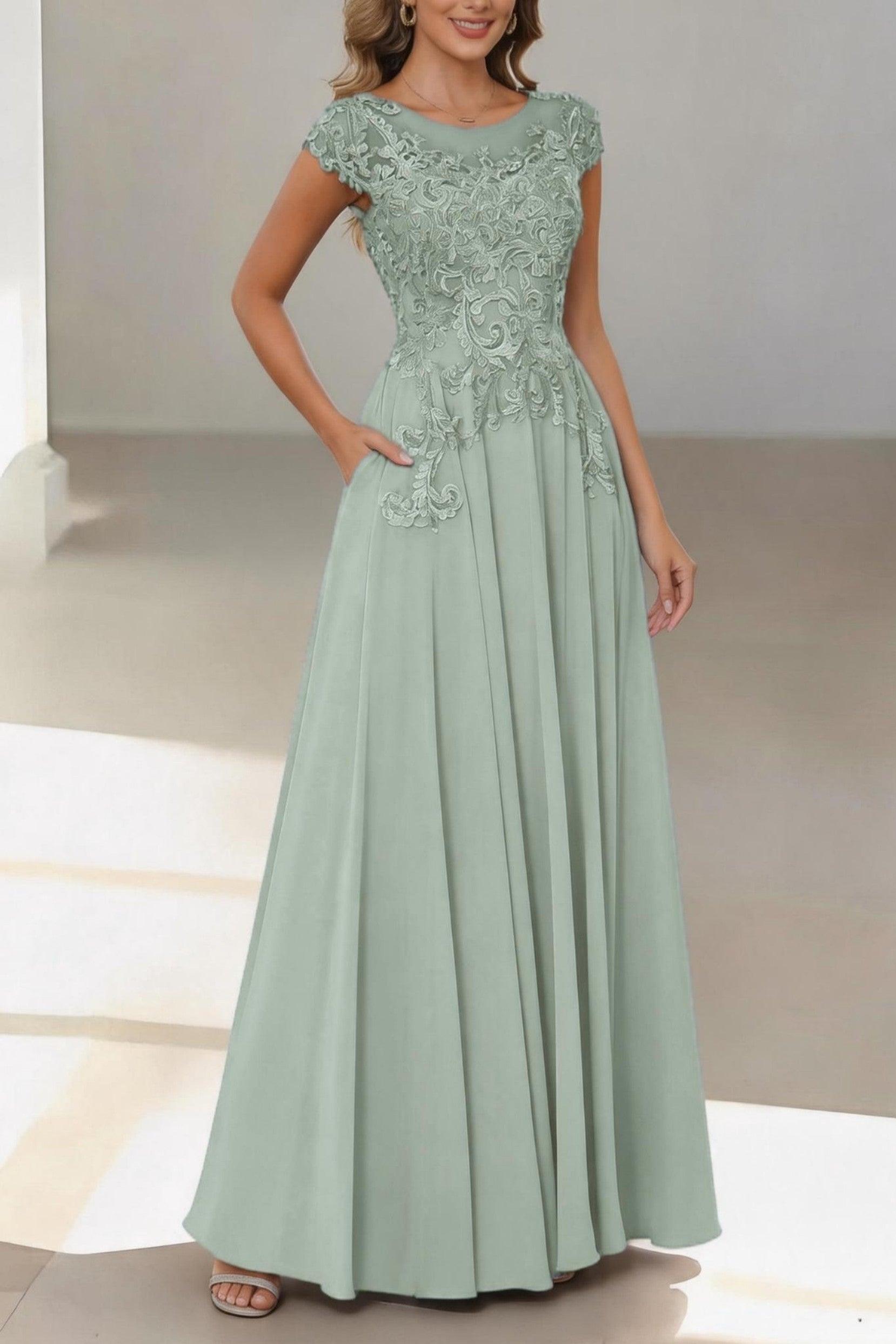 A-Line Floor Length Chiffon Mother of the Bride Dress CM0437