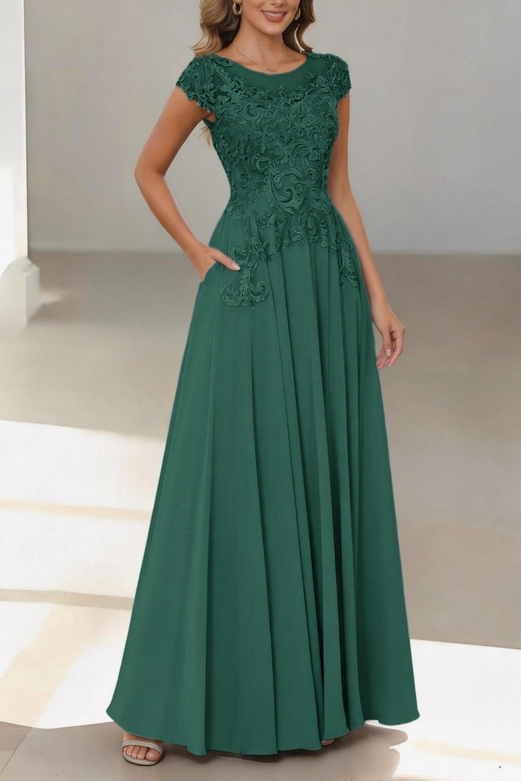 A-Line Floor Length Chiffon Mother of the Bride Dress CM0437