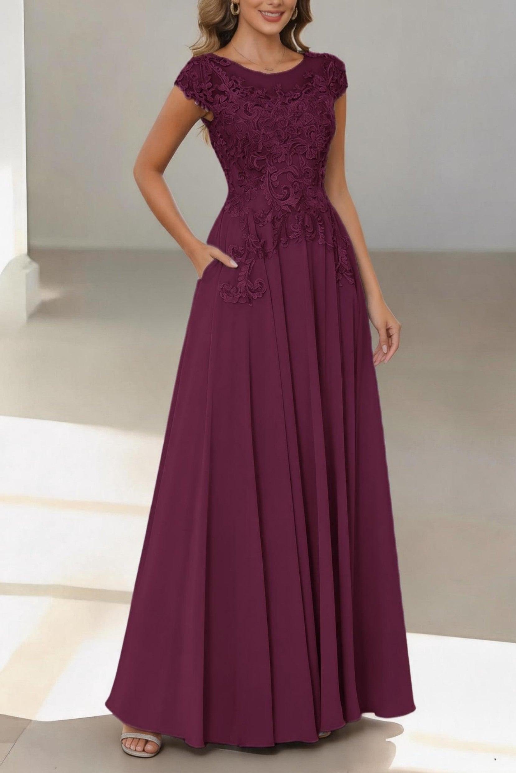 A-Line Floor Length Chiffon Mother of the Bride Dress CM0437