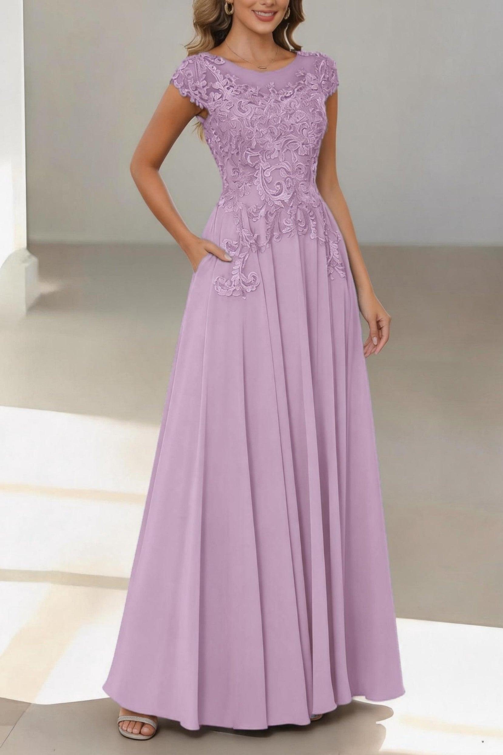 A-Line Floor Length Chiffon Mother of the Bride Dress CM0437