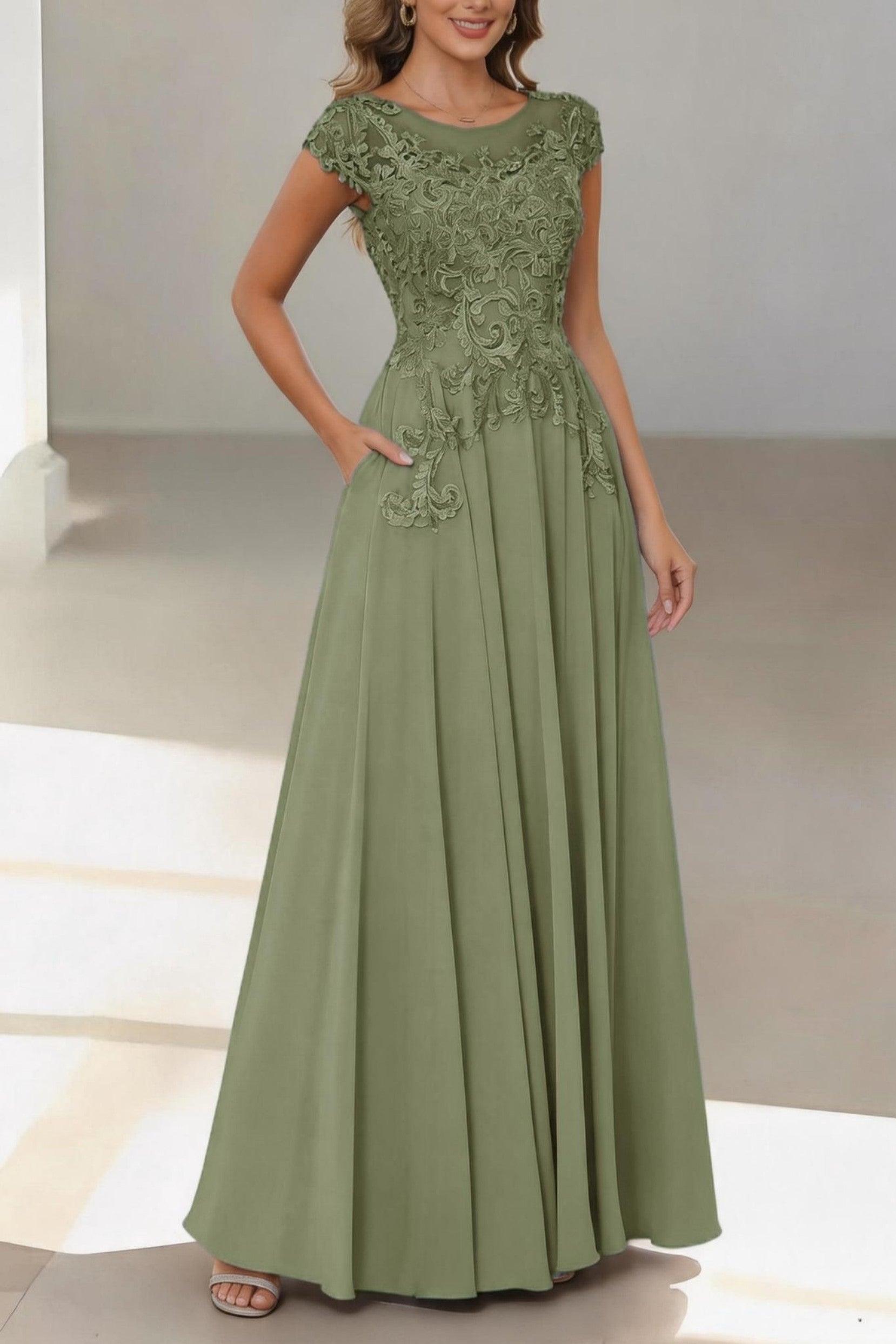A-Line Floor Length Chiffon Mother of the Bride Dress CM0437