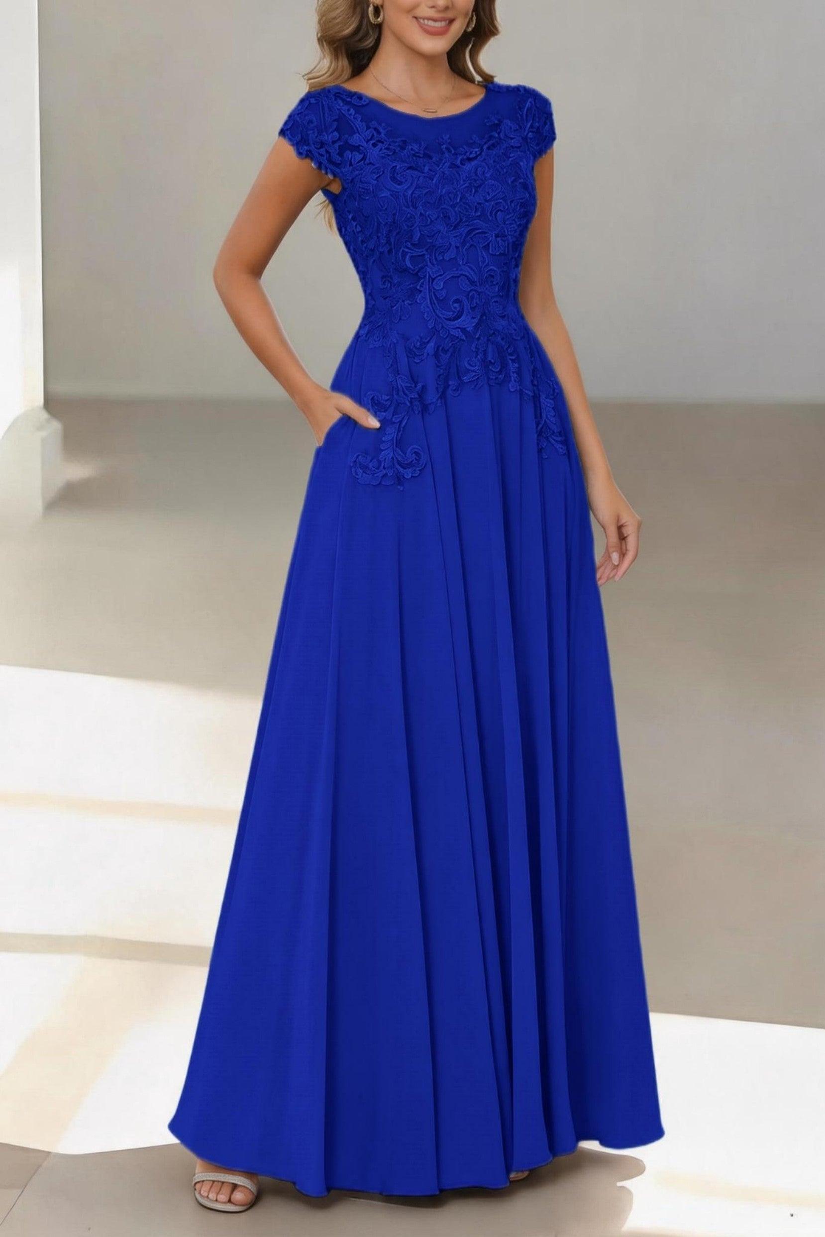 A-Line Floor Length Chiffon Mother of the Bride Dress CM0437