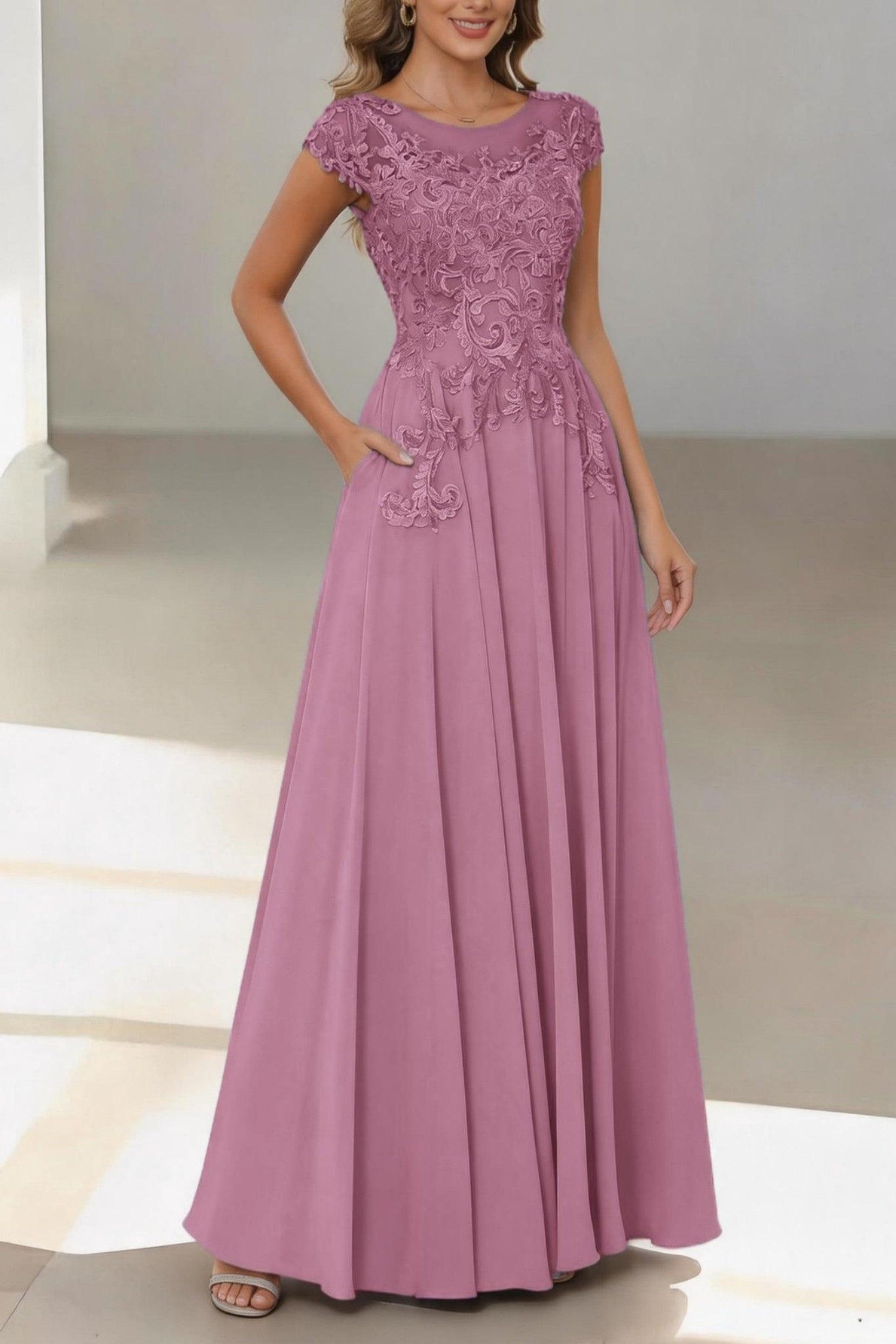 A-Line Floor Length Chiffon Mother of the Bride Dress CM0437