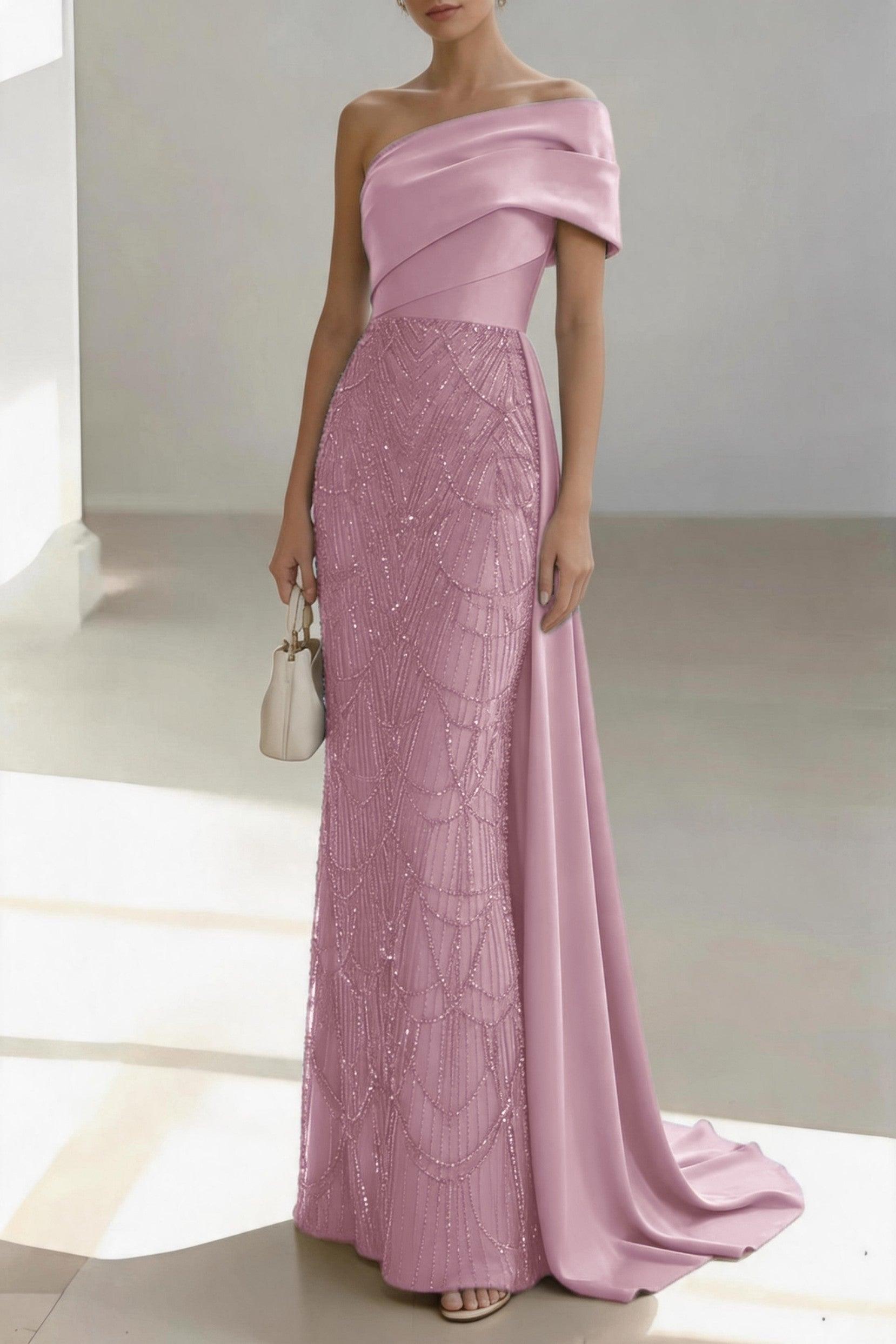 Sheath-Column Floor Length Satin Mother of the Bride Dress CM0438