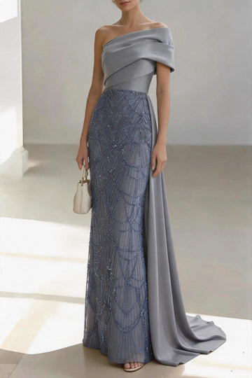 Sheath-Column Floor Length Satin Mother of the Bride Dress CM0438