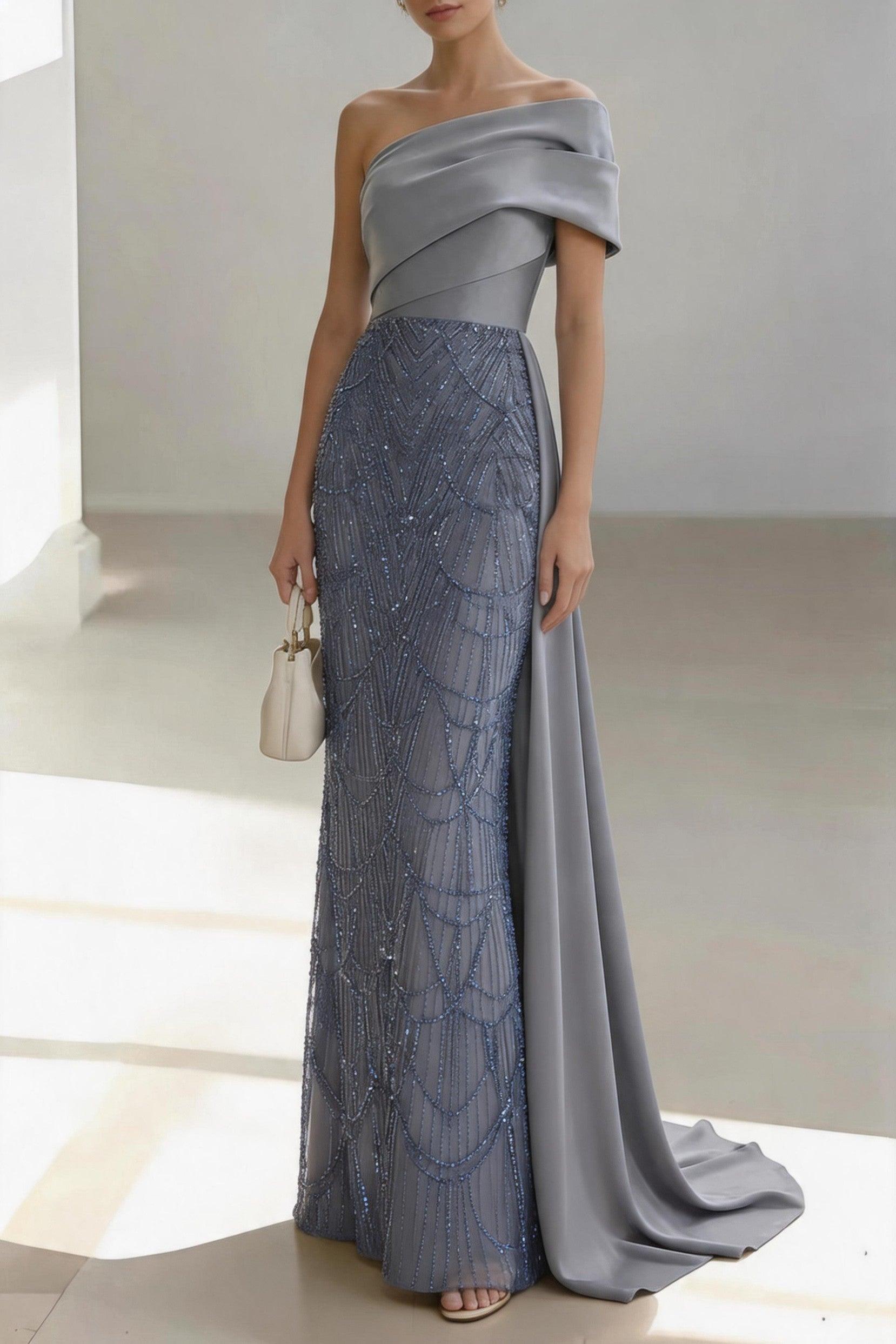 Sheath-Column Floor Length Satin Mother of the Bride Dress CM0438