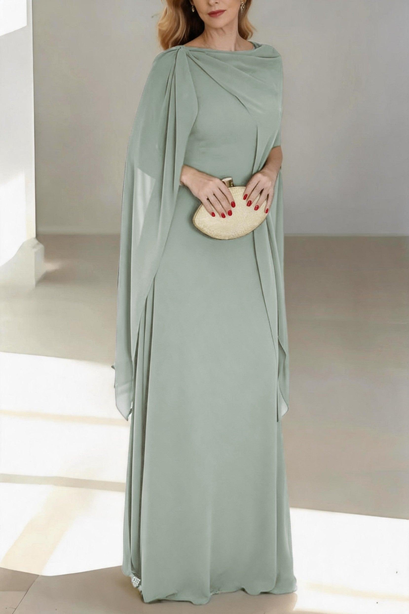 A-Line Floor Length Chiffon Mother of the Bride Dress CM0439