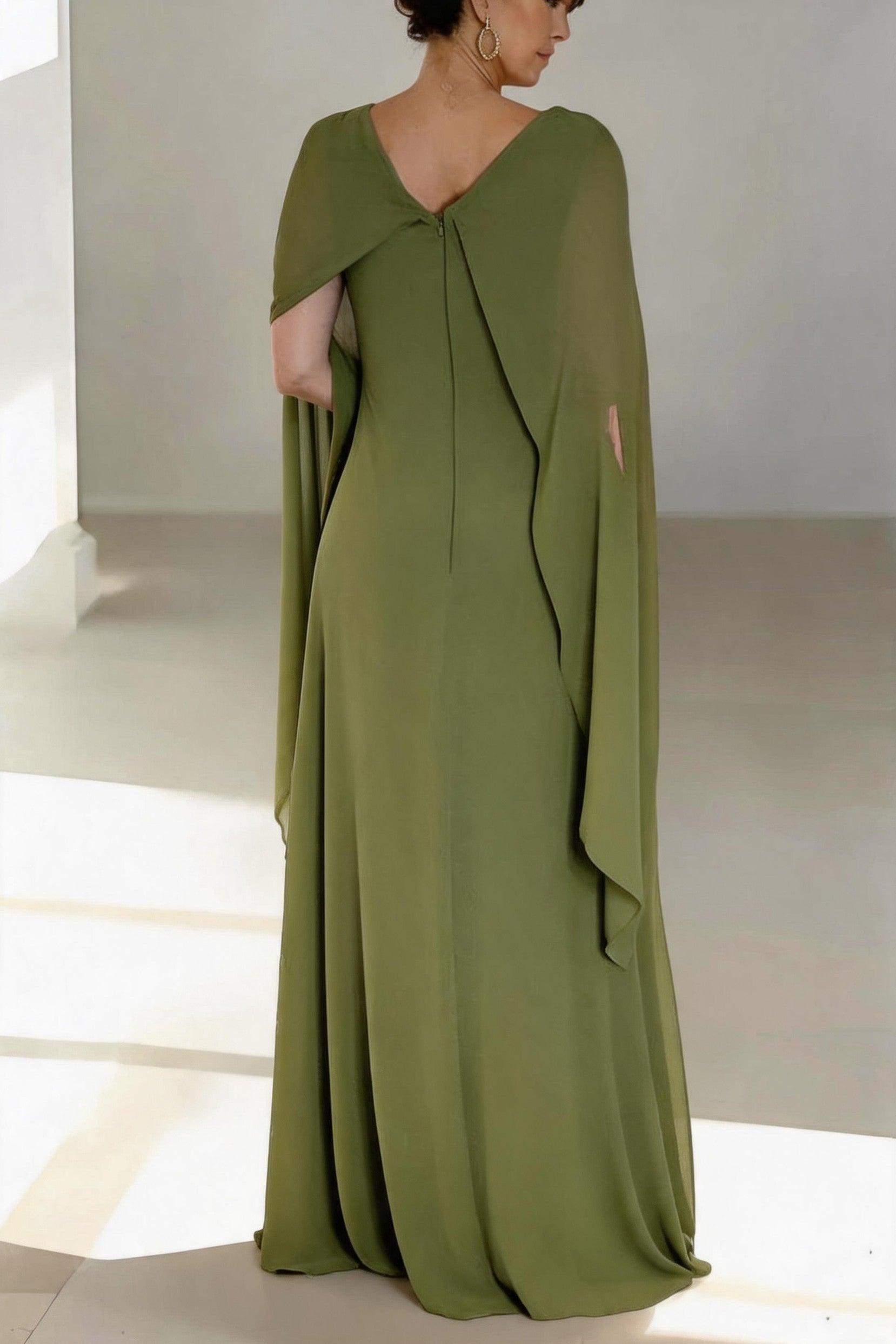 A-Line Floor Length Chiffon Mother of the Bride Dress CM0439