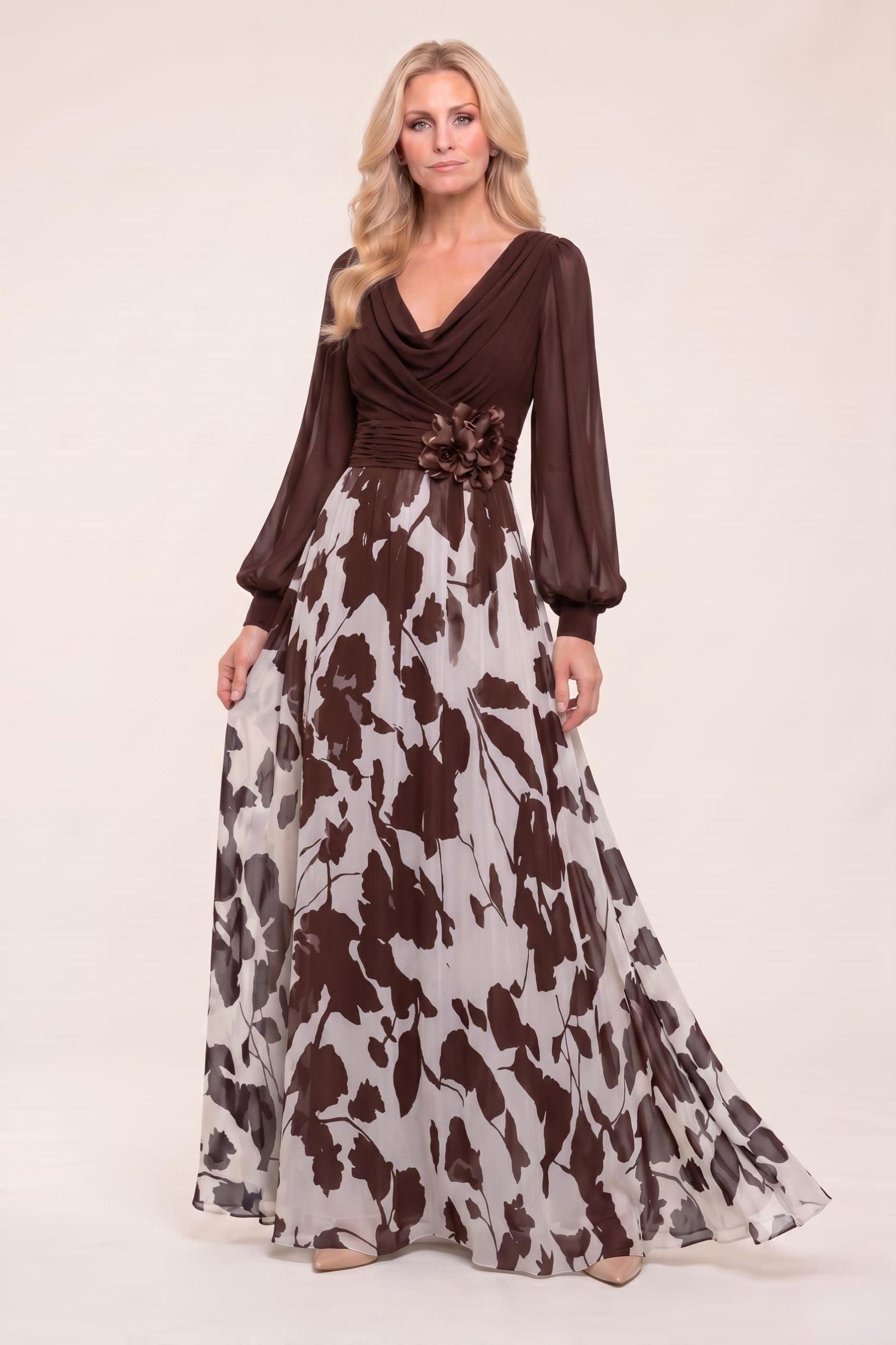 A-Line Maxi Printed Chiffon Mother of the Bride Dress CM0442