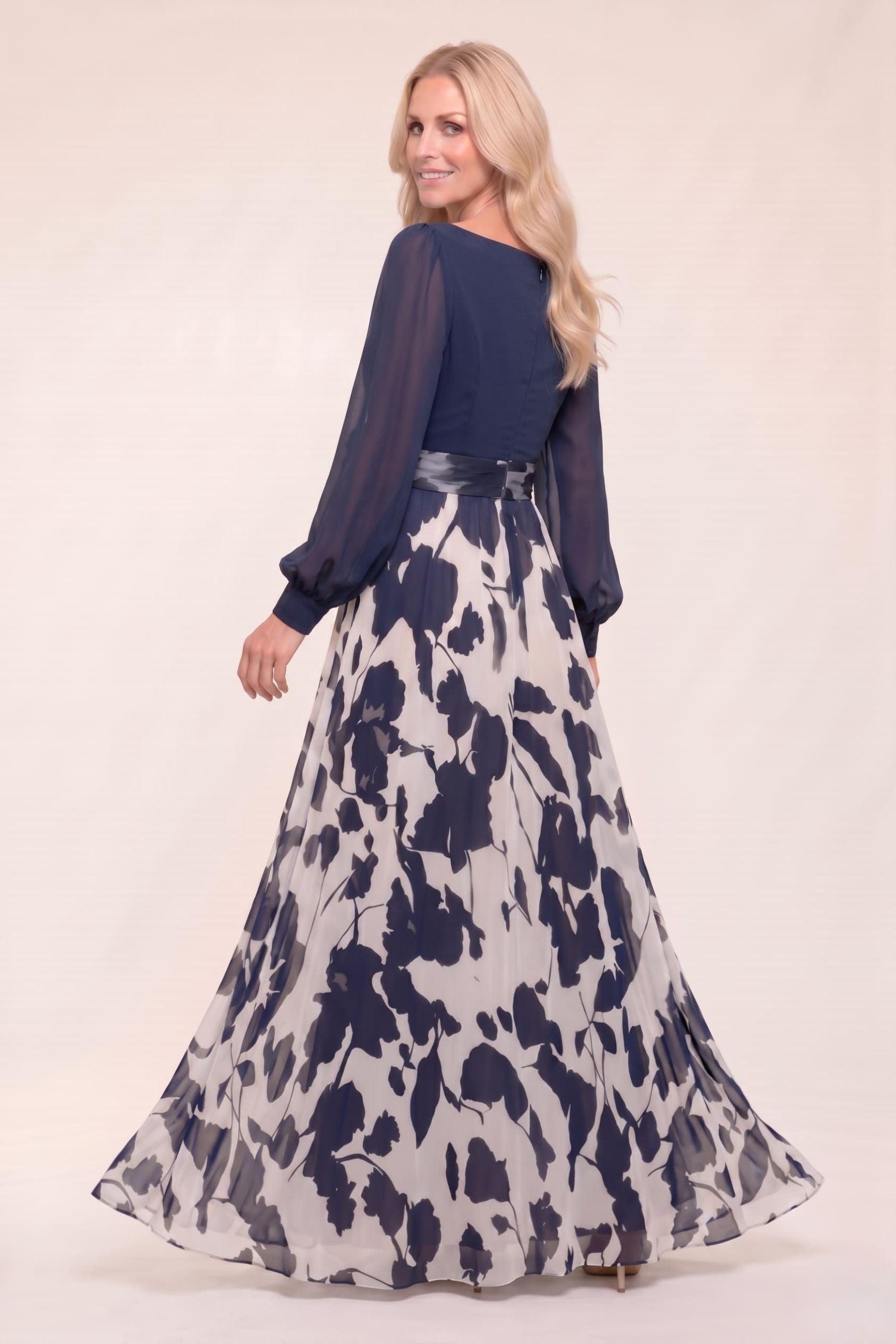 A-Line Maxi Printed Chiffon Mother of the Bride Dress CM0442