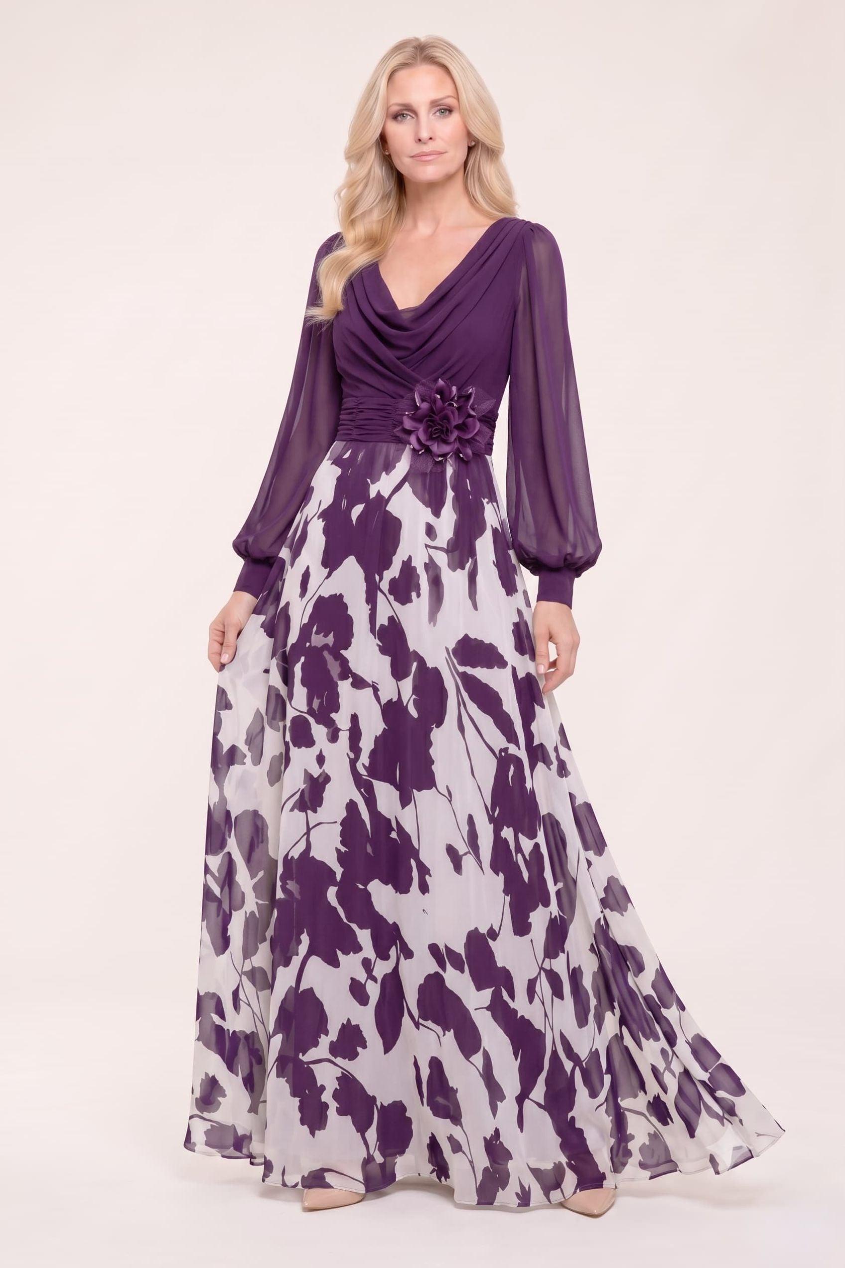 A-Line Maxi Printed Chiffon Mother of the Bride Dress CM0442