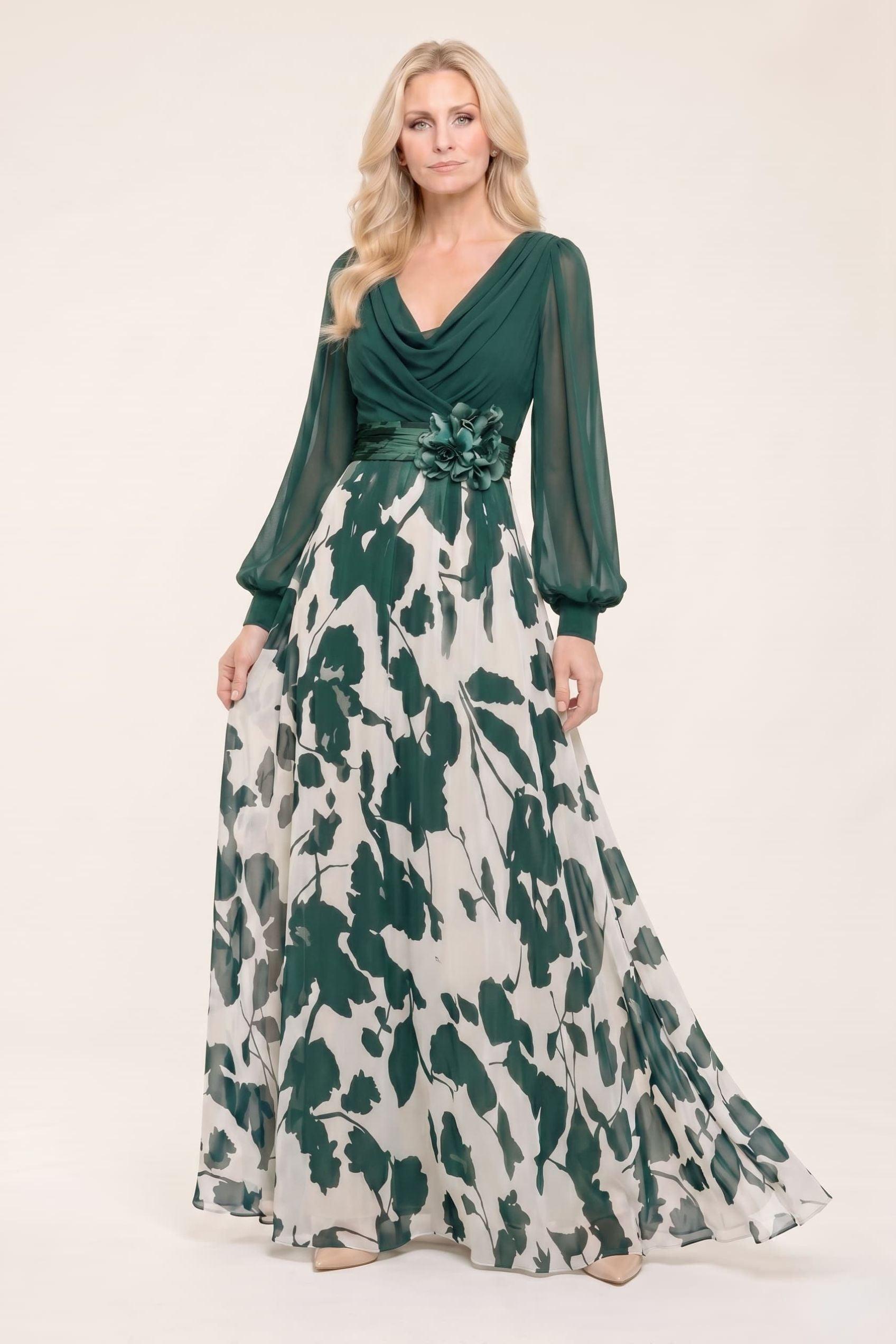 A-Line Maxi Printed Chiffon Mother of the Bride Dress CM0442
