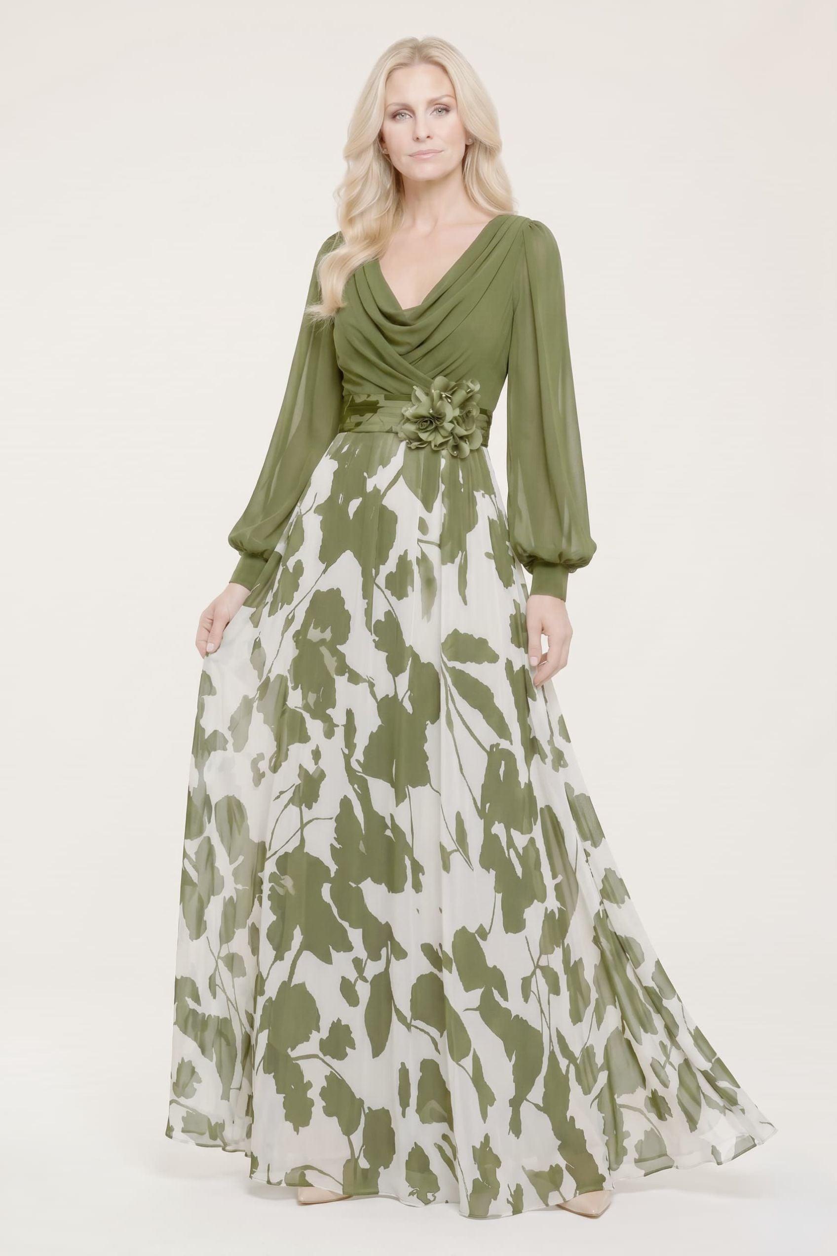 A-Line Maxi Printed Chiffon Mother of the Bride Dress CM0442