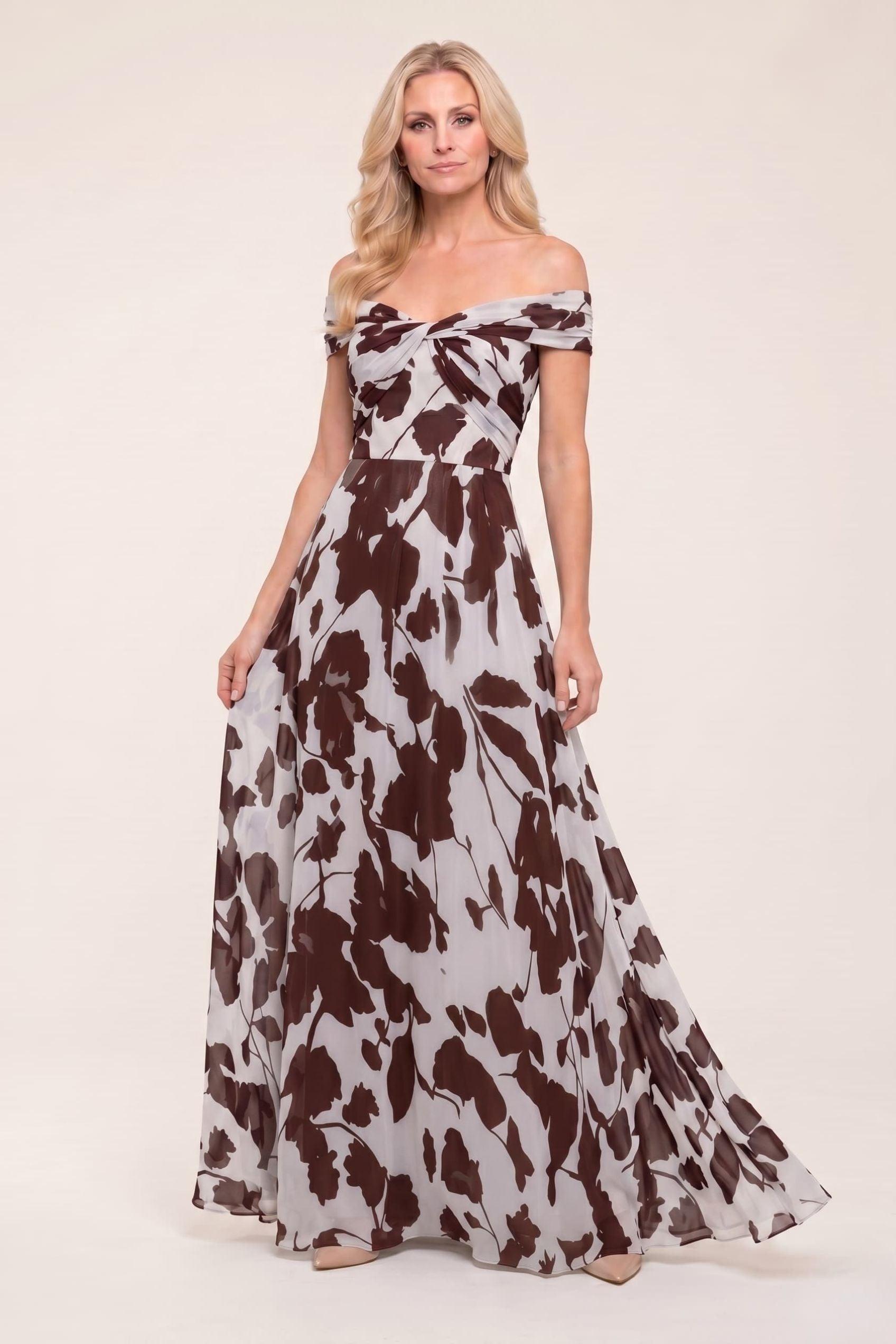 A-Line Maxi Printed Chiffon Mother of the Bride Dress CM0443