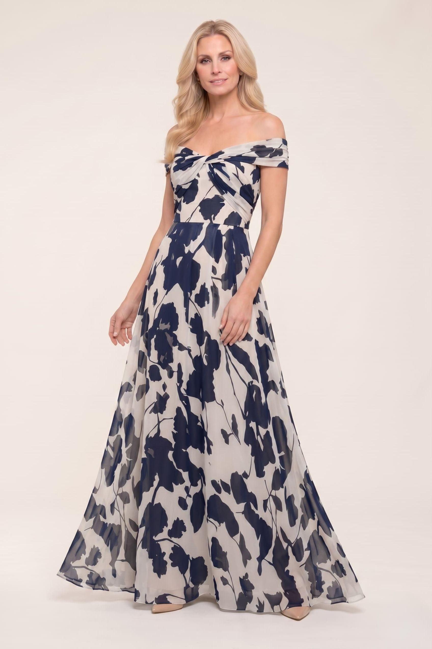 A-Line Maxi Printed Chiffon Mother of the Bride Dress CM0443