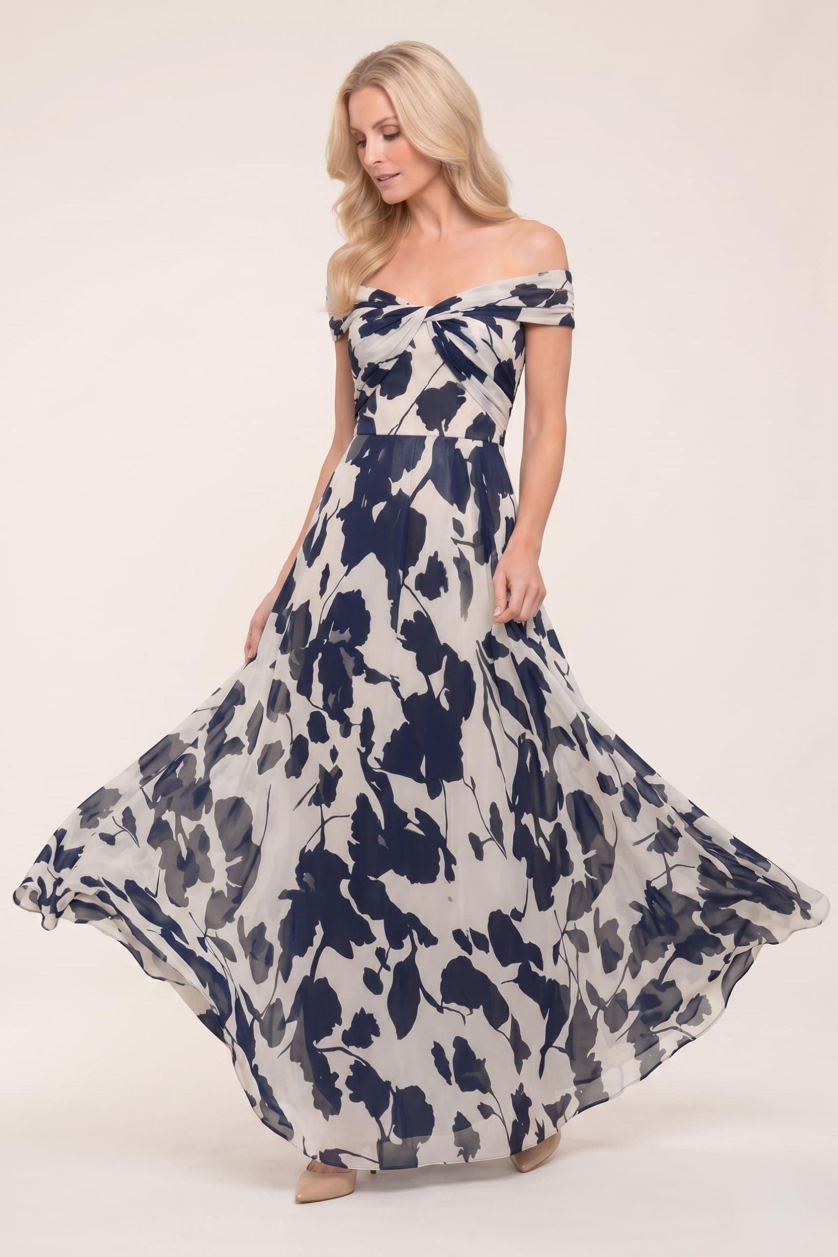 A-Line Maxi Printed Chiffon Mother of the Bride Dress CM0443
