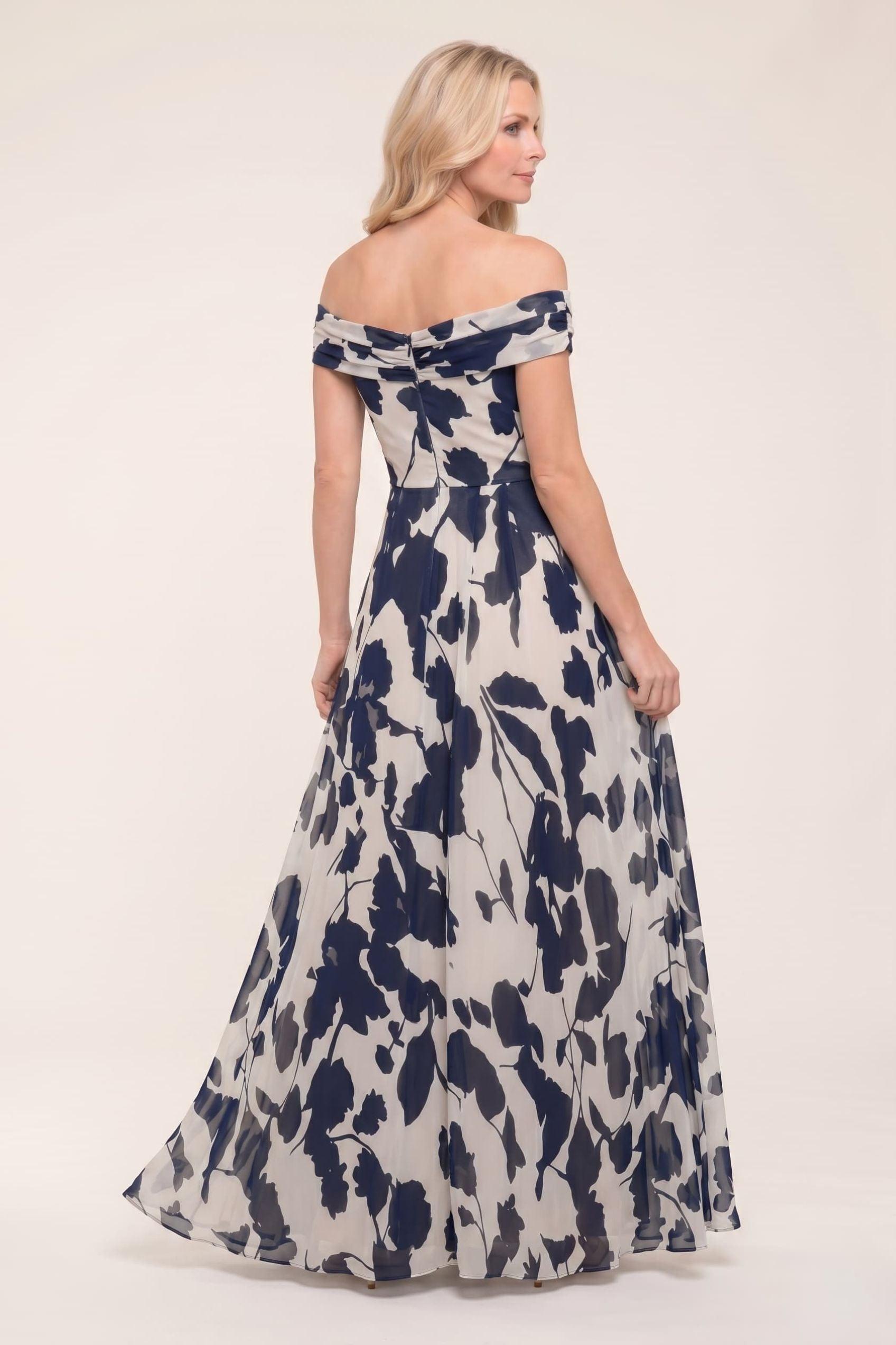 A-Line Maxi Printed Chiffon Mother of the Bride Dress CM0443