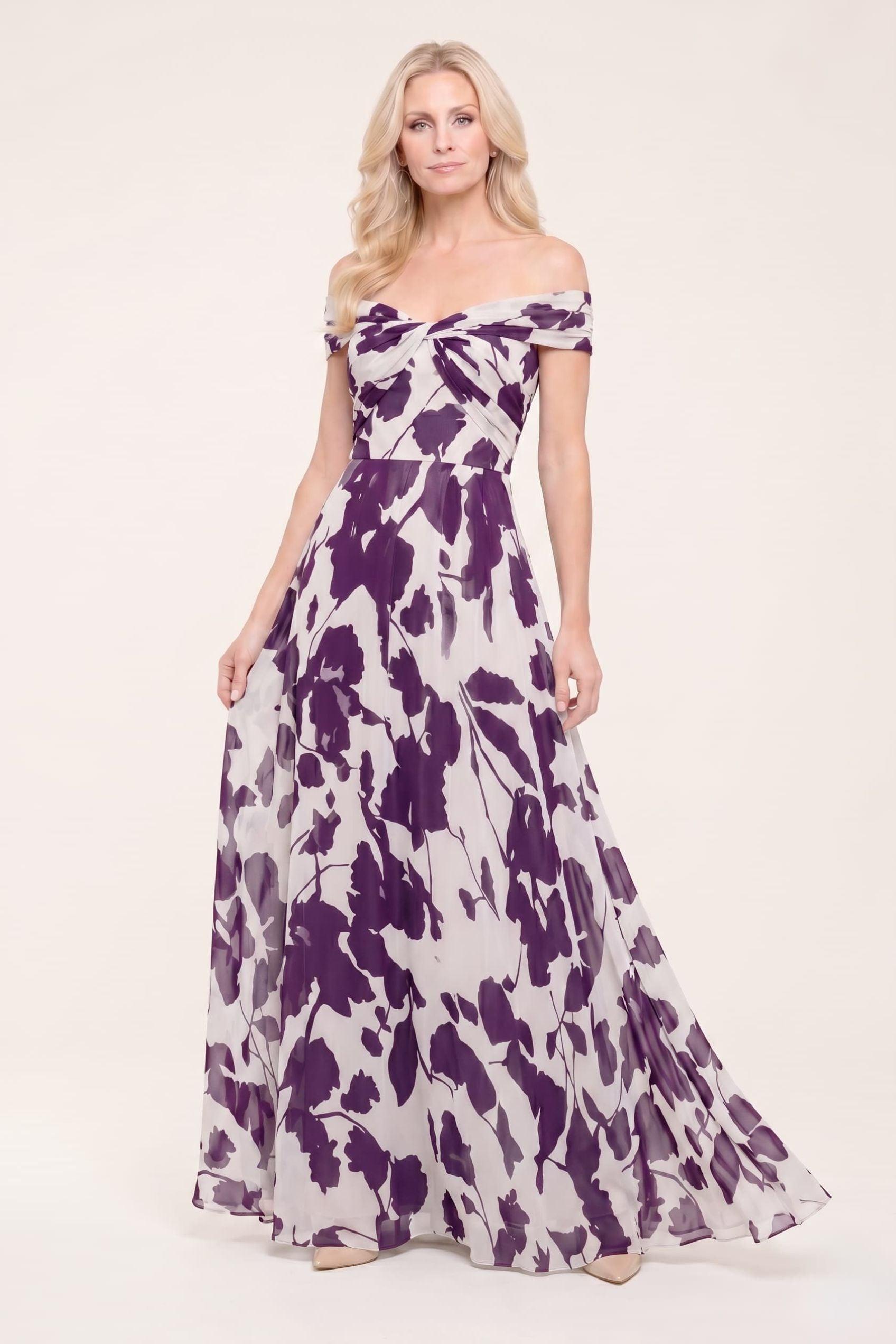A-Line Maxi Printed Chiffon Mother of the Bride Dress CM0443