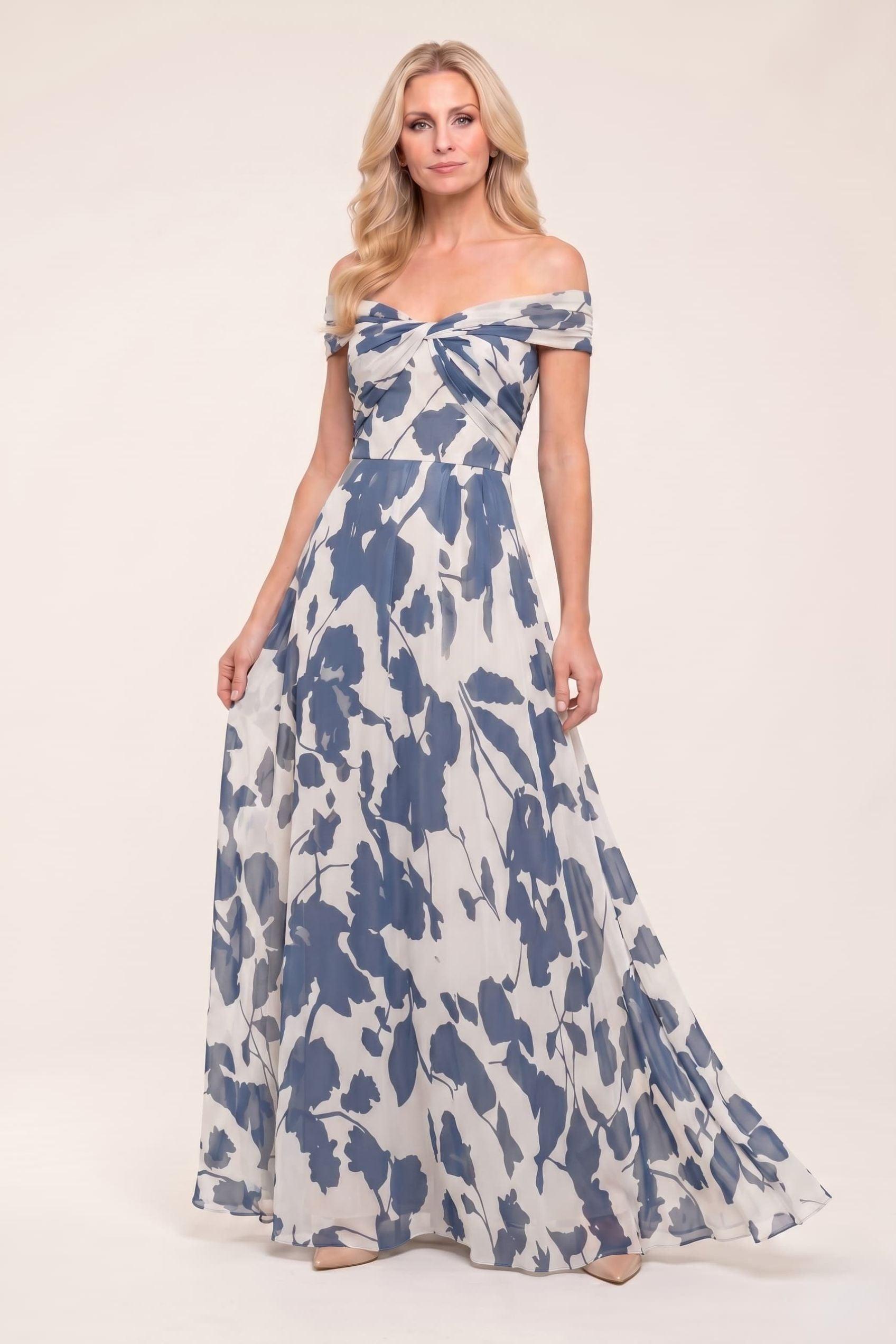 A-Line Maxi Printed Chiffon Mother of the Bride Dress CM0443
