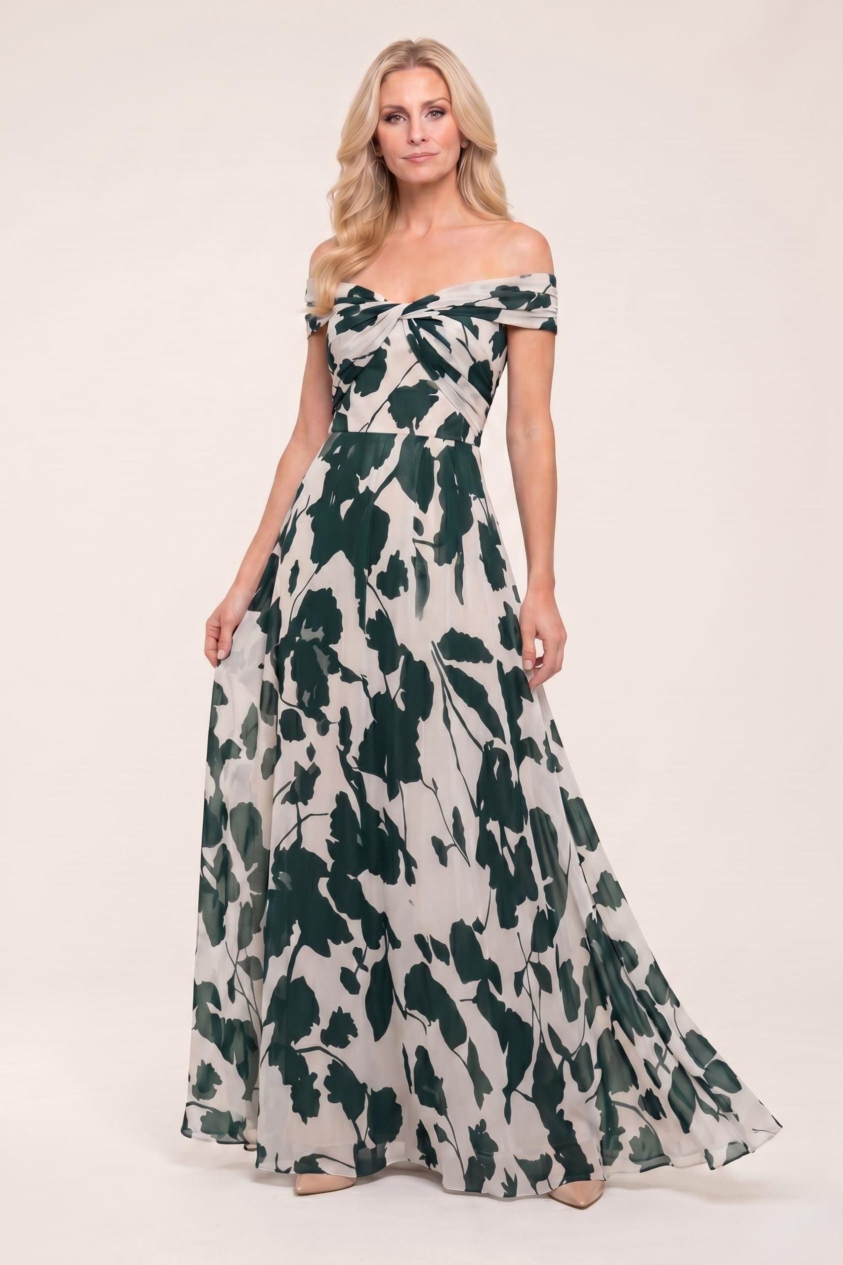 A-Line Maxi Printed Chiffon Mother of the Bride Dress CM0443