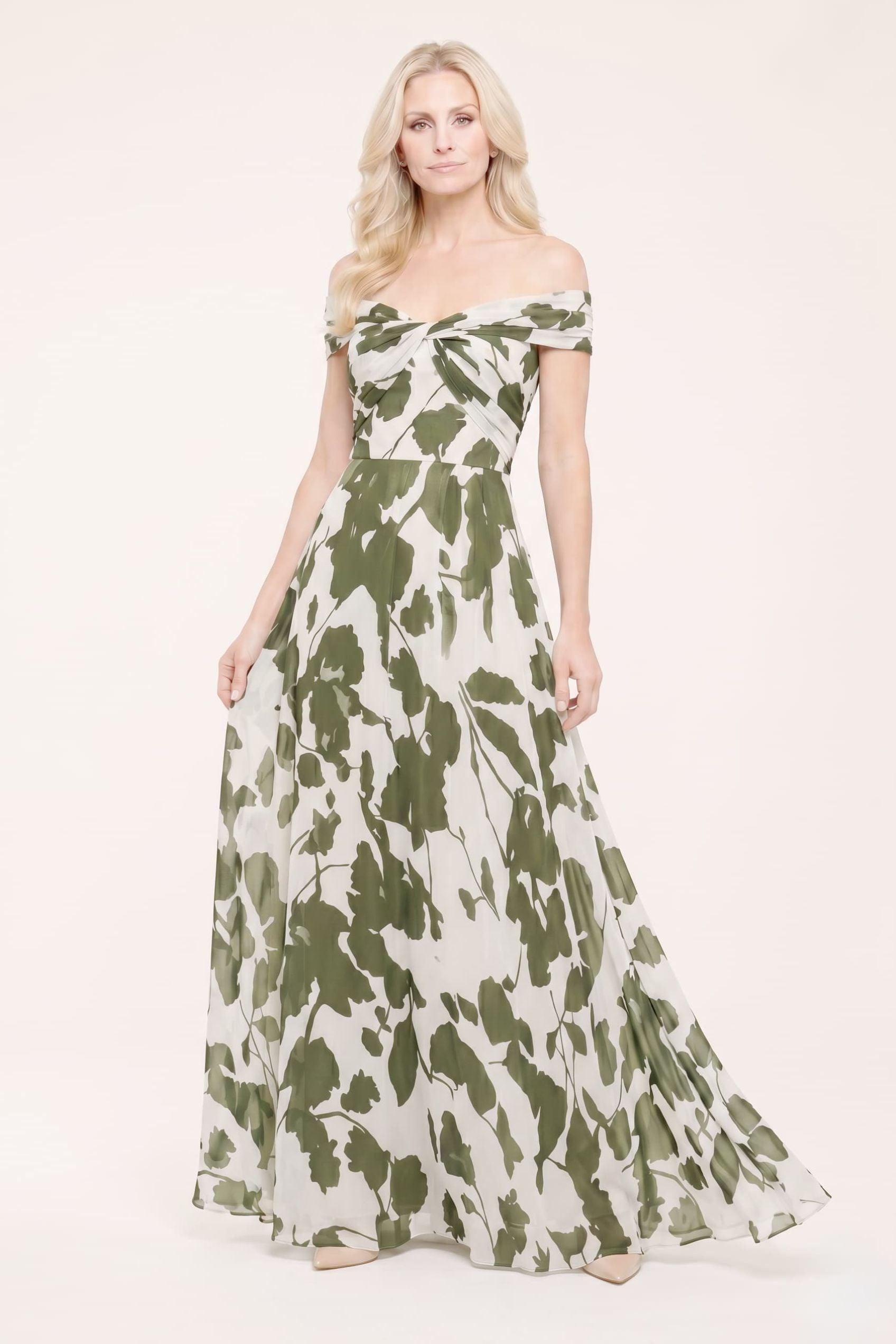 A-Line Maxi Printed Chiffon Mother of the Bride Dress CM0443