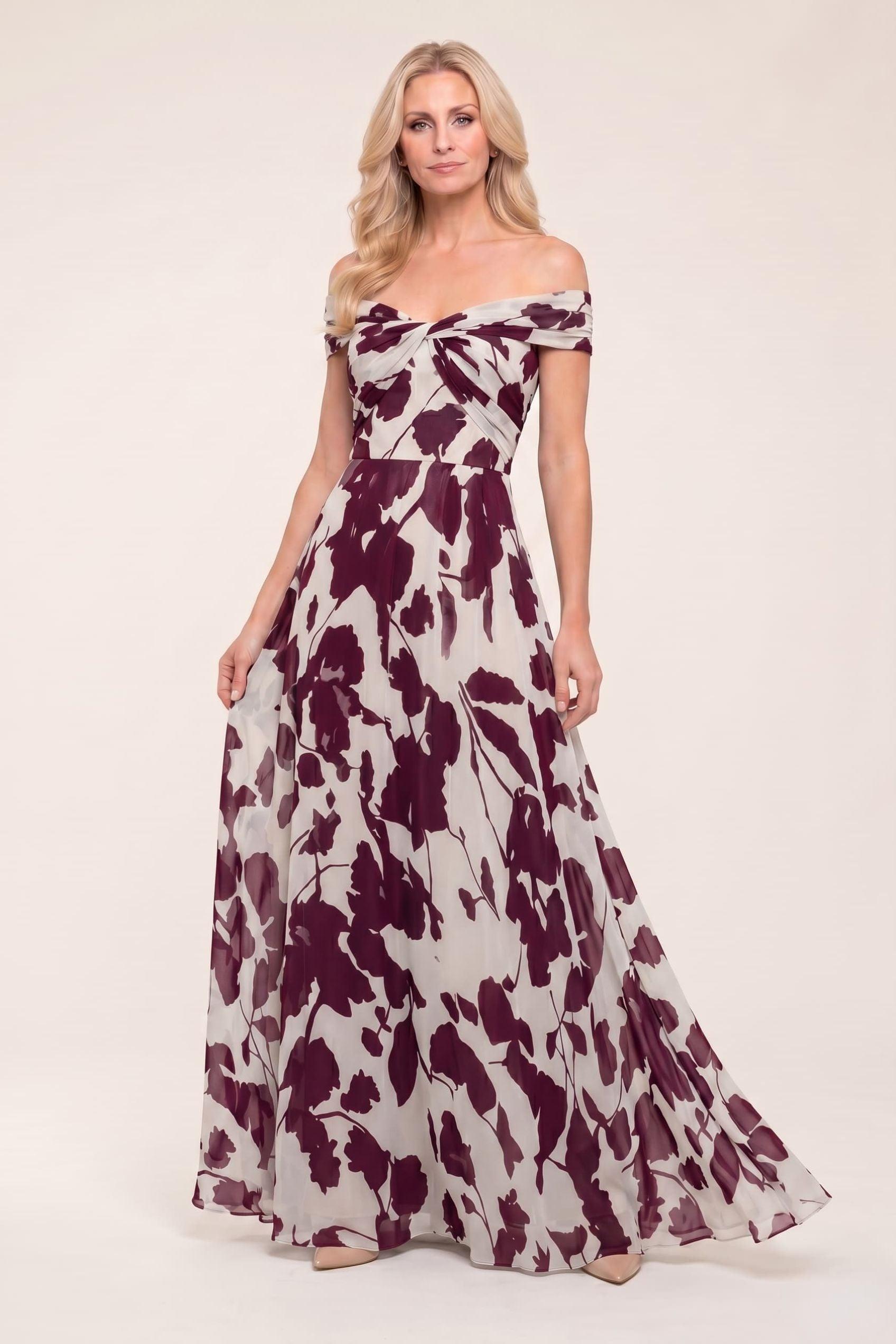 A-Line Maxi Printed Chiffon Mother of the Bride Dress CM0443