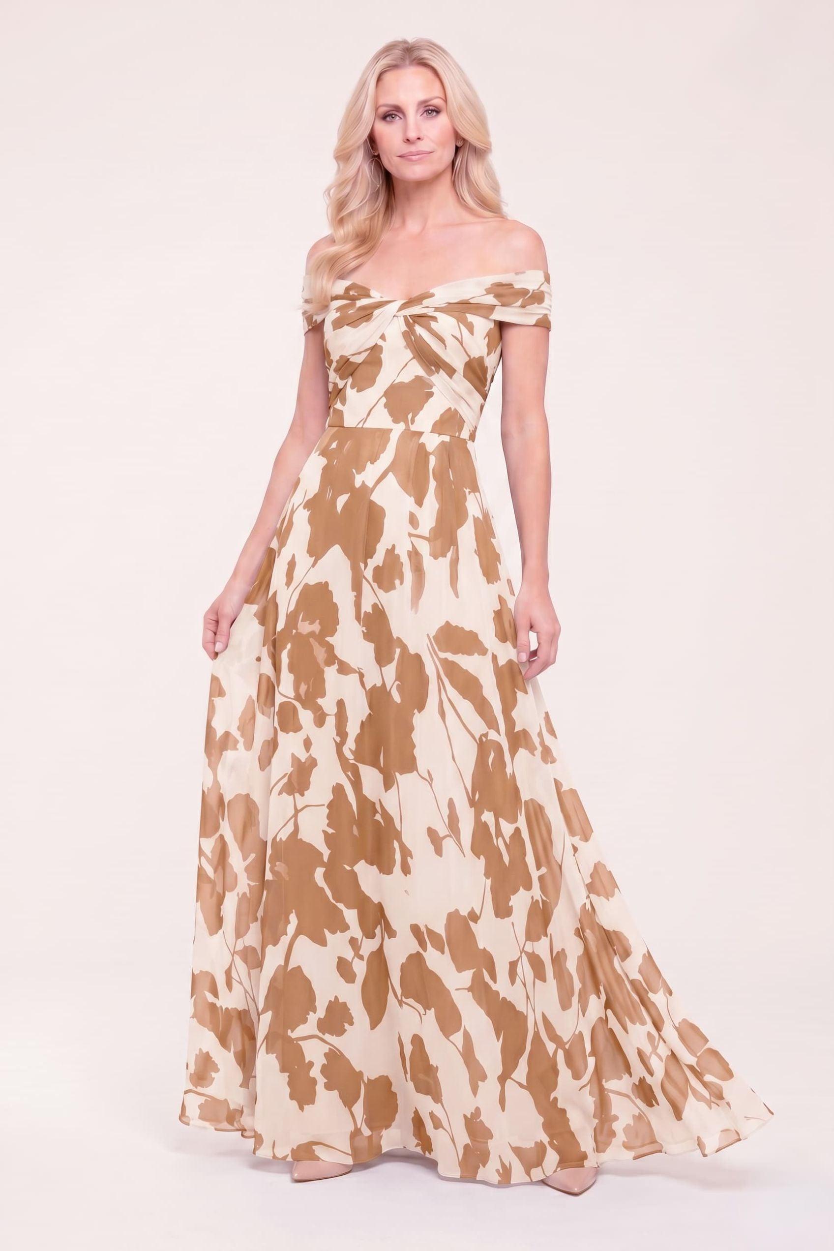 A-Line Maxi Printed Chiffon Mother of the Bride Dress CM0443