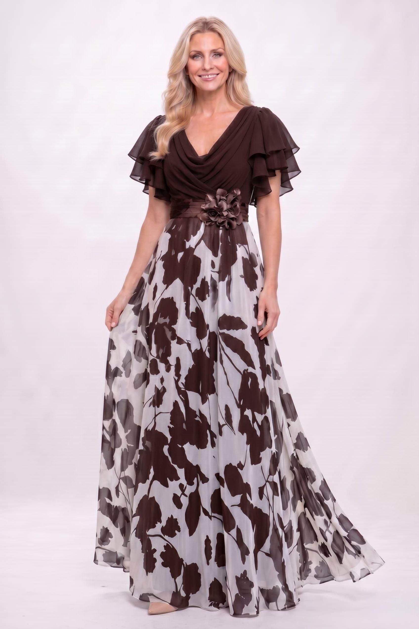 A-Line Maxi Printed Chiffon Mother of the Bride Dress CM0445