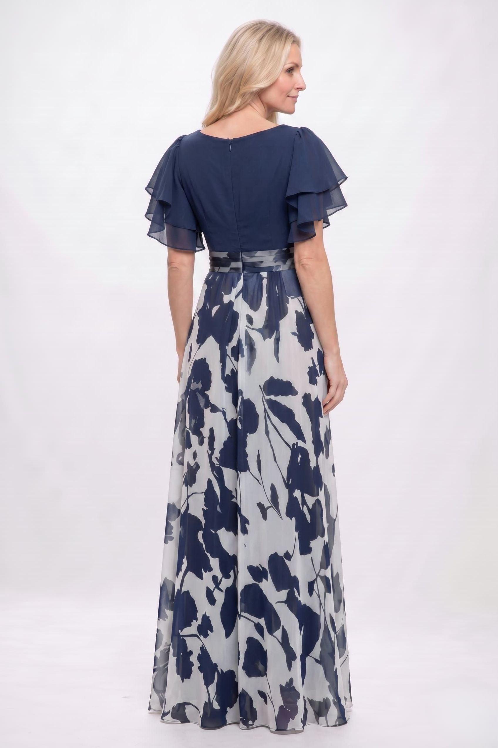 A-Line Maxi Printed Chiffon Mother of the Bride Dress CM0445