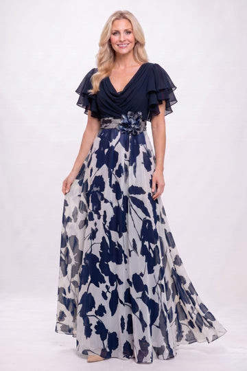 A-Line Maxi Printed Chiffon Mother of the Bride Dress CM0445