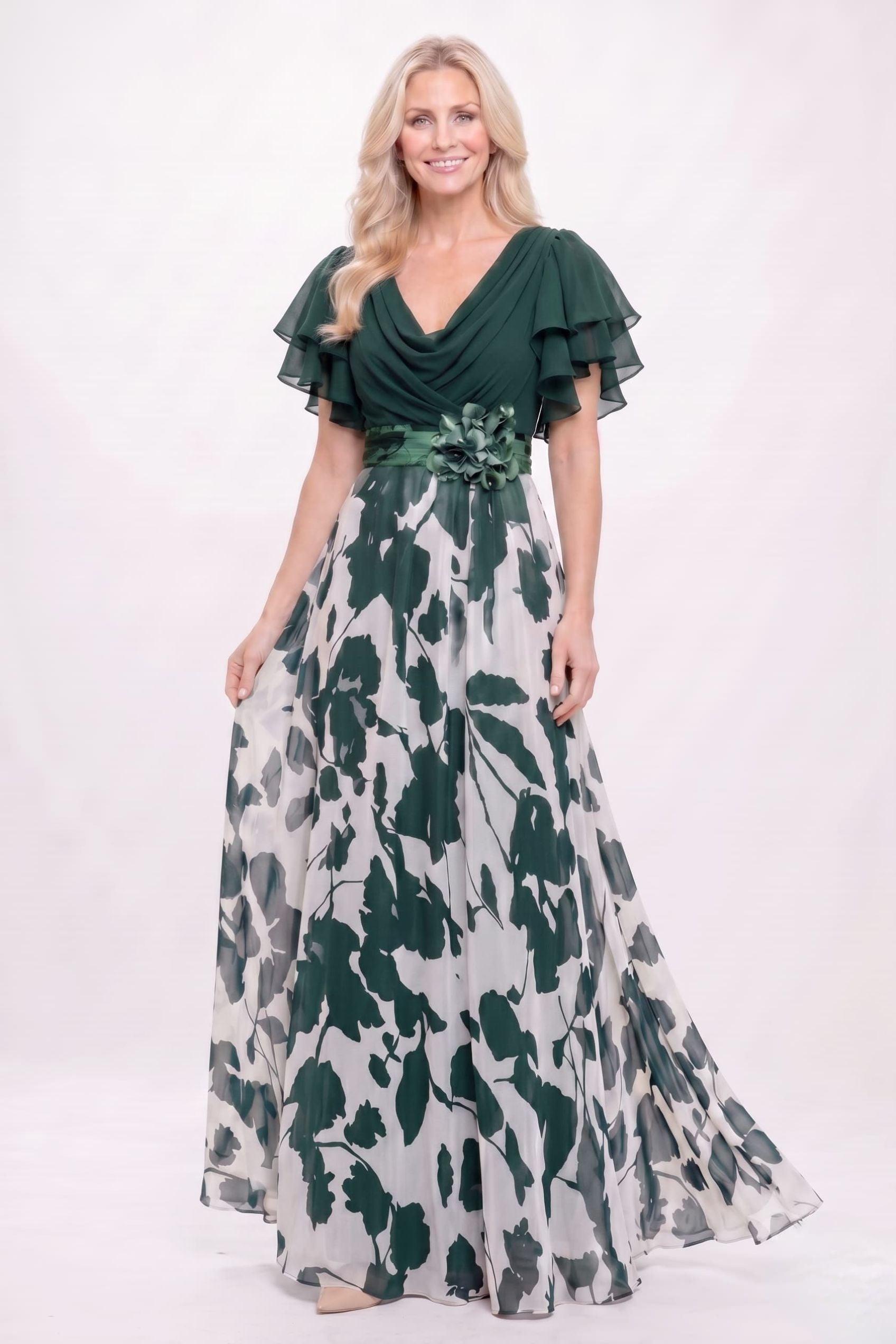 A-Line Maxi Printed Chiffon Mother of the Bride Dress CM0445