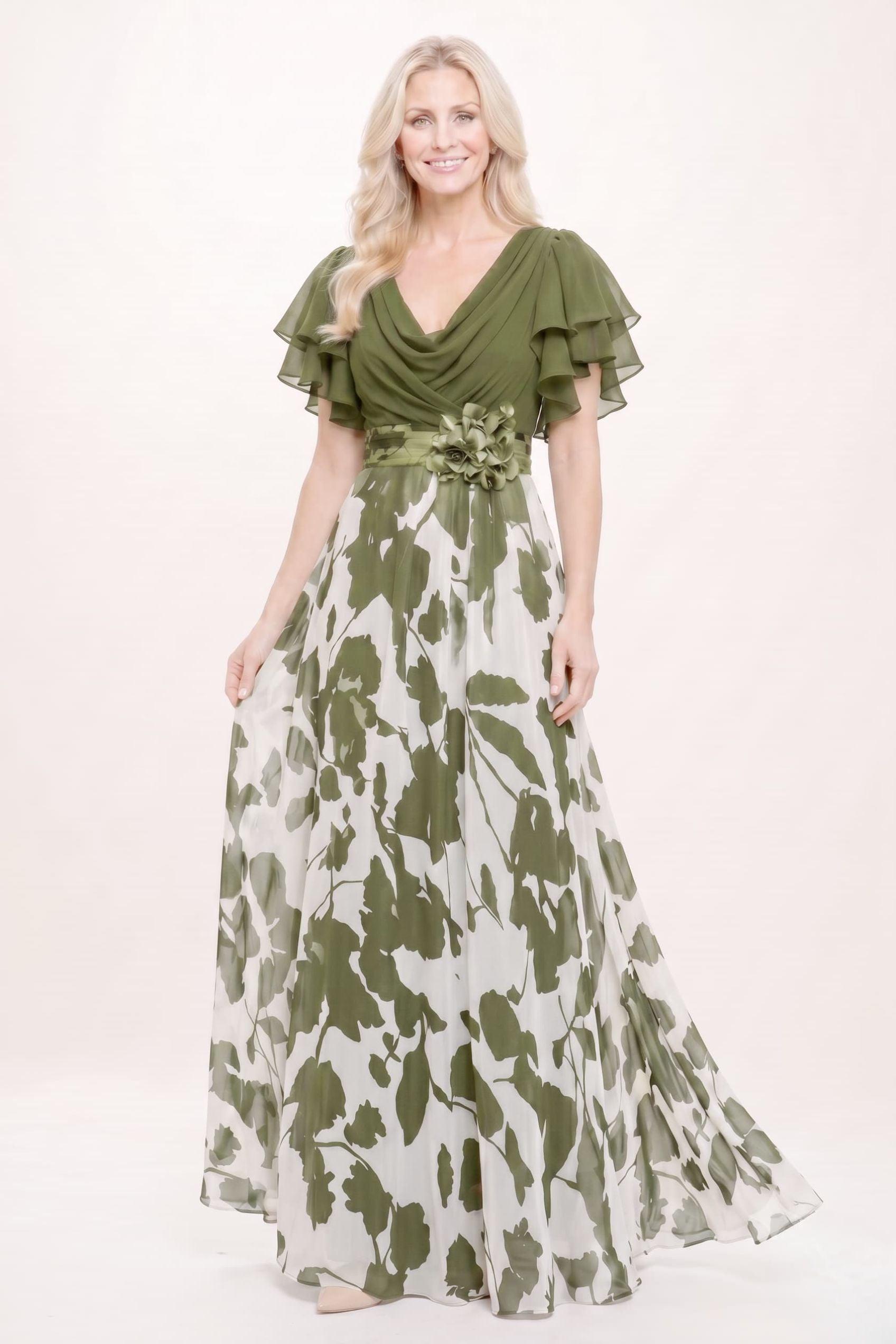 A-Line Maxi Printed Chiffon Mother of the Bride Dress CM0445